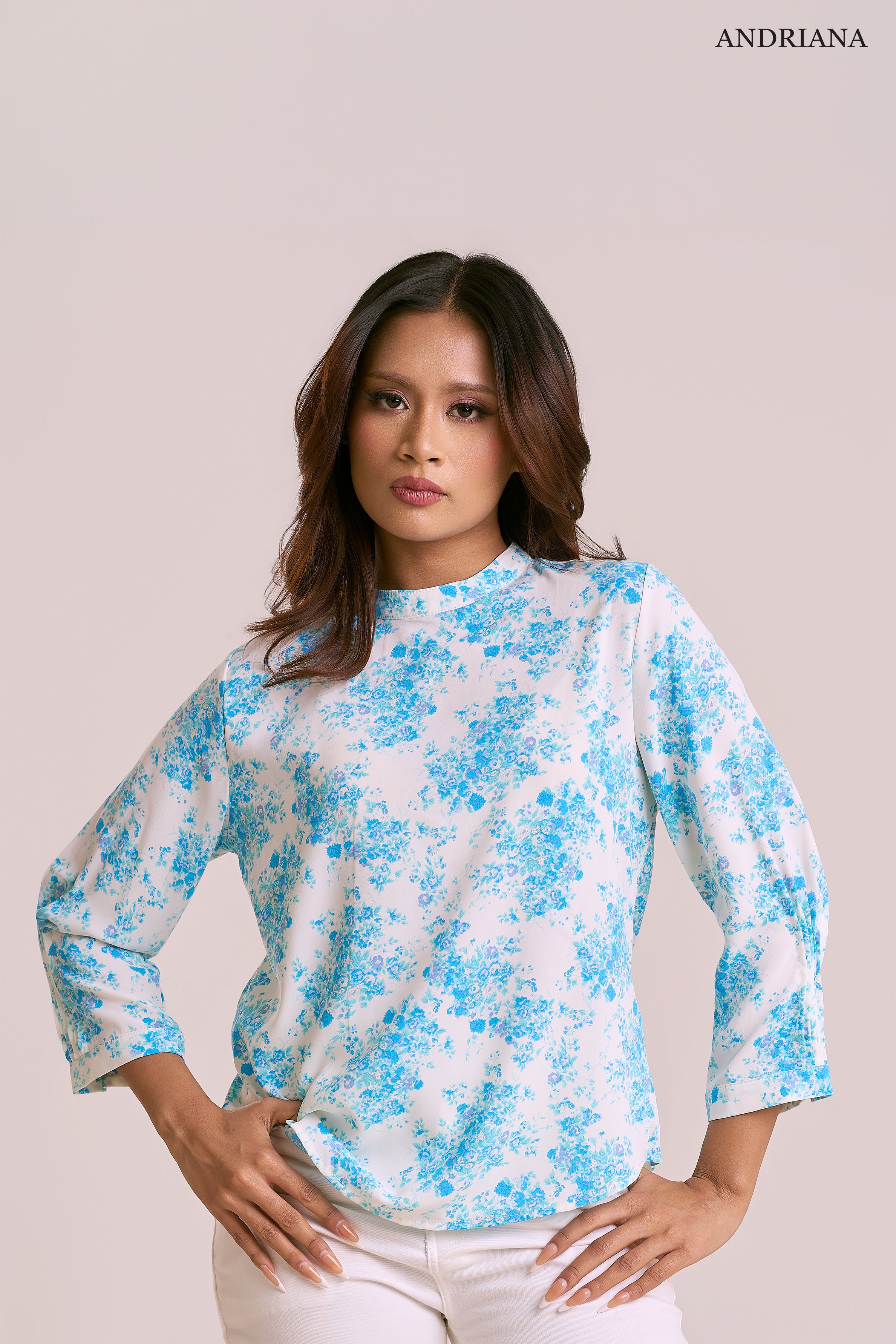 ANDRIANA Women's Floral Formal Blouse