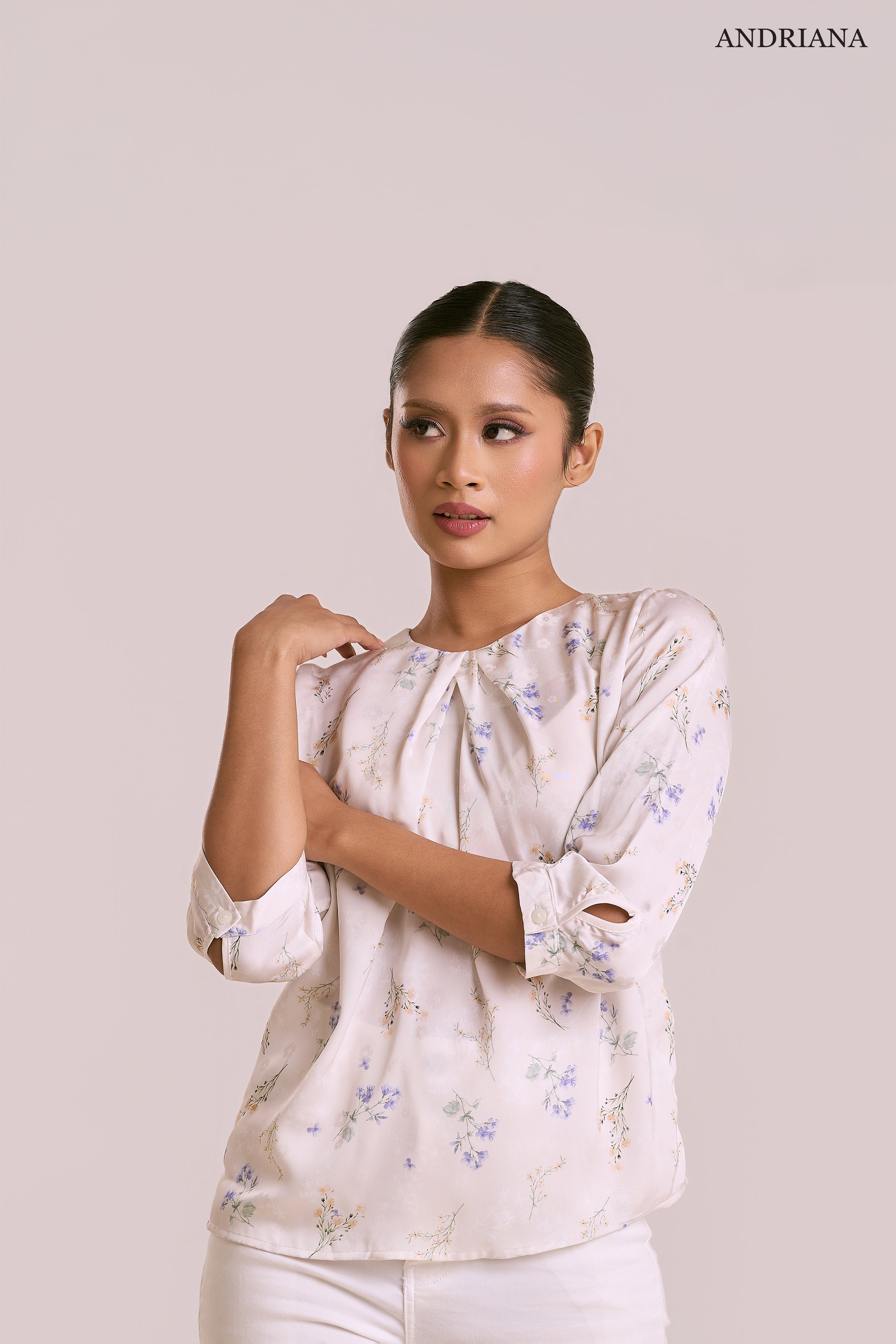 ANDRIANA Women's Floral Formal Blouse