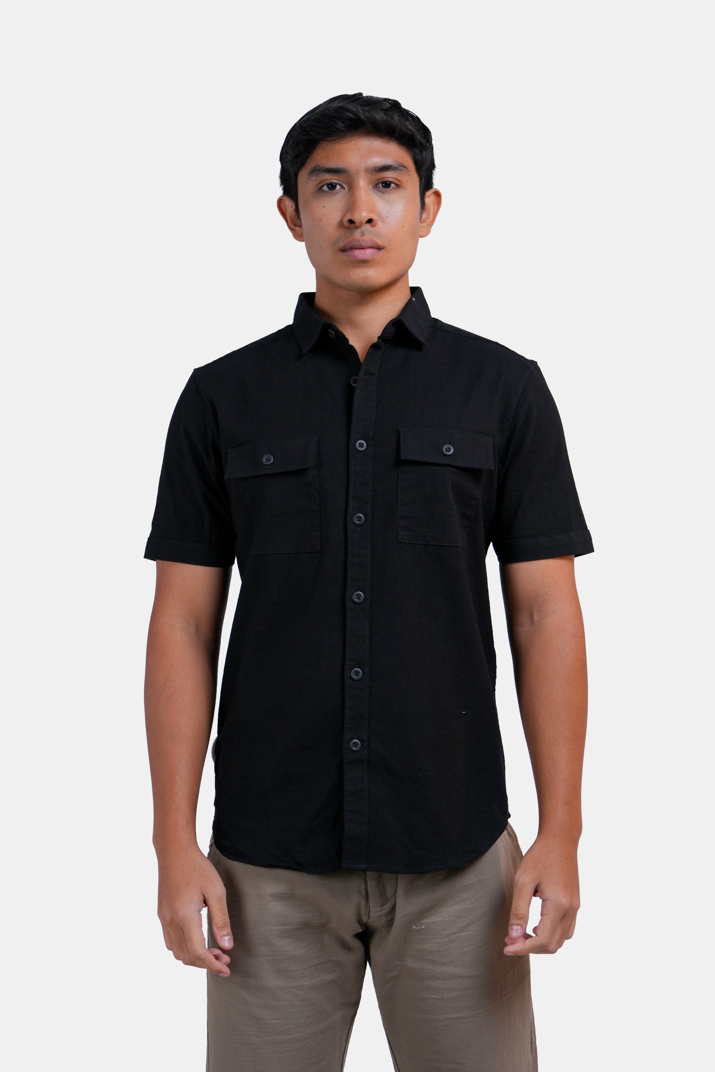 King Street Men's Double-Pocket Linen Shirt