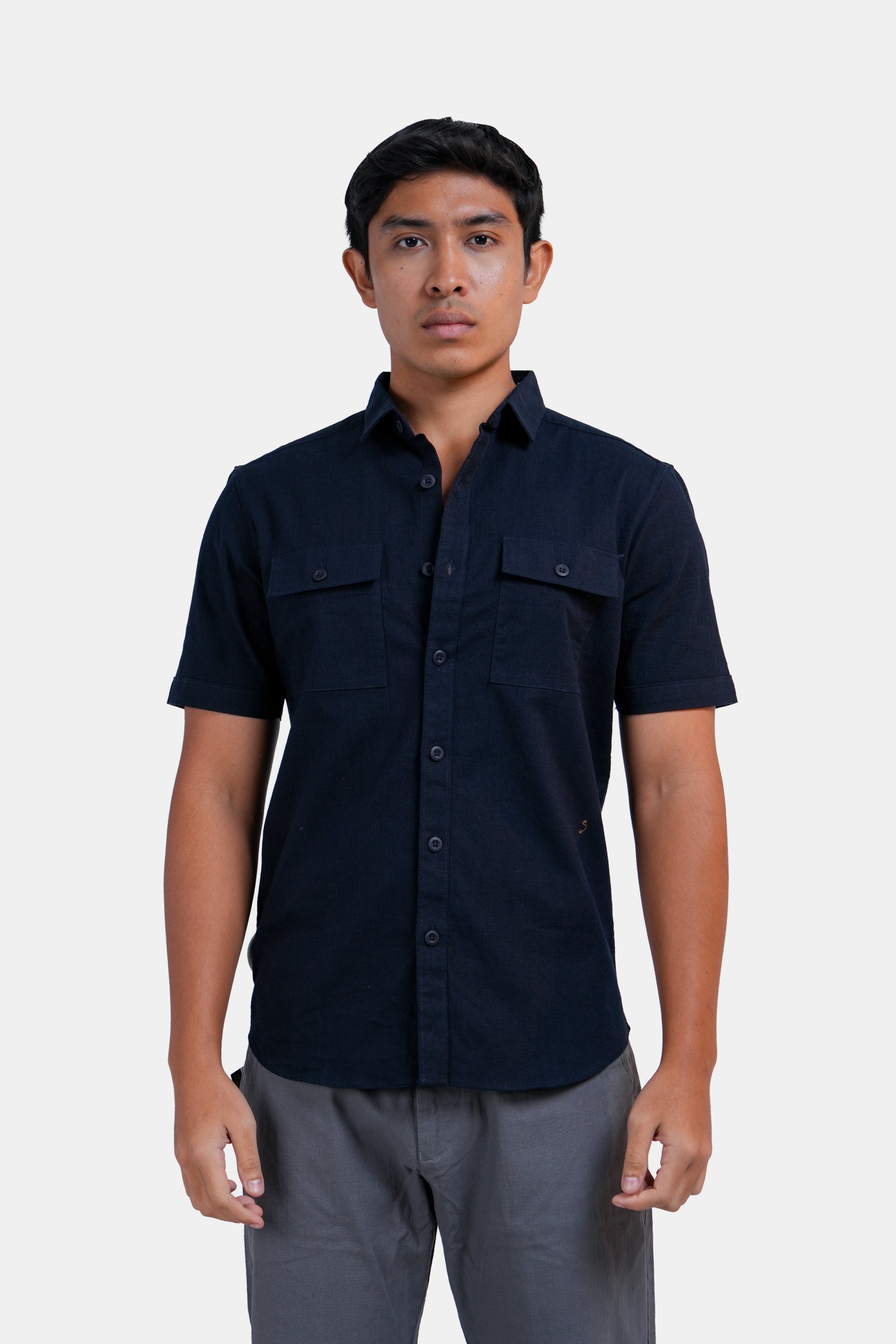 King Street Men's Double-Pocket Linen Shirt