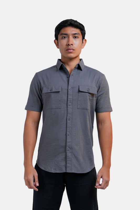 King Street Men's Double-Pocket Linen Shirt