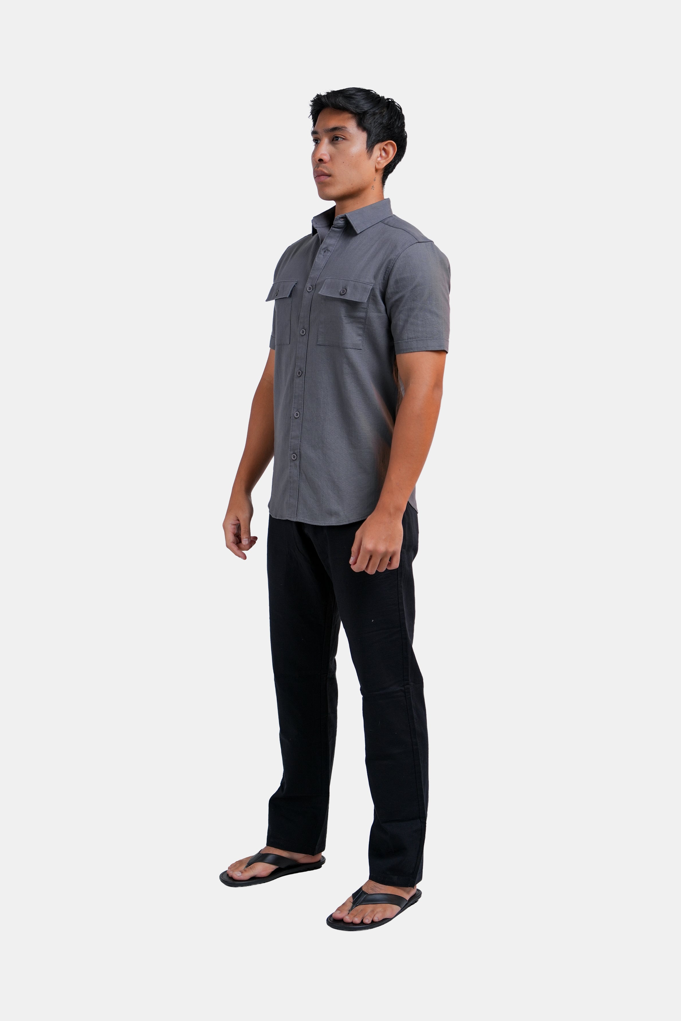 King Street Men's Double-Pocket Linen Shirt