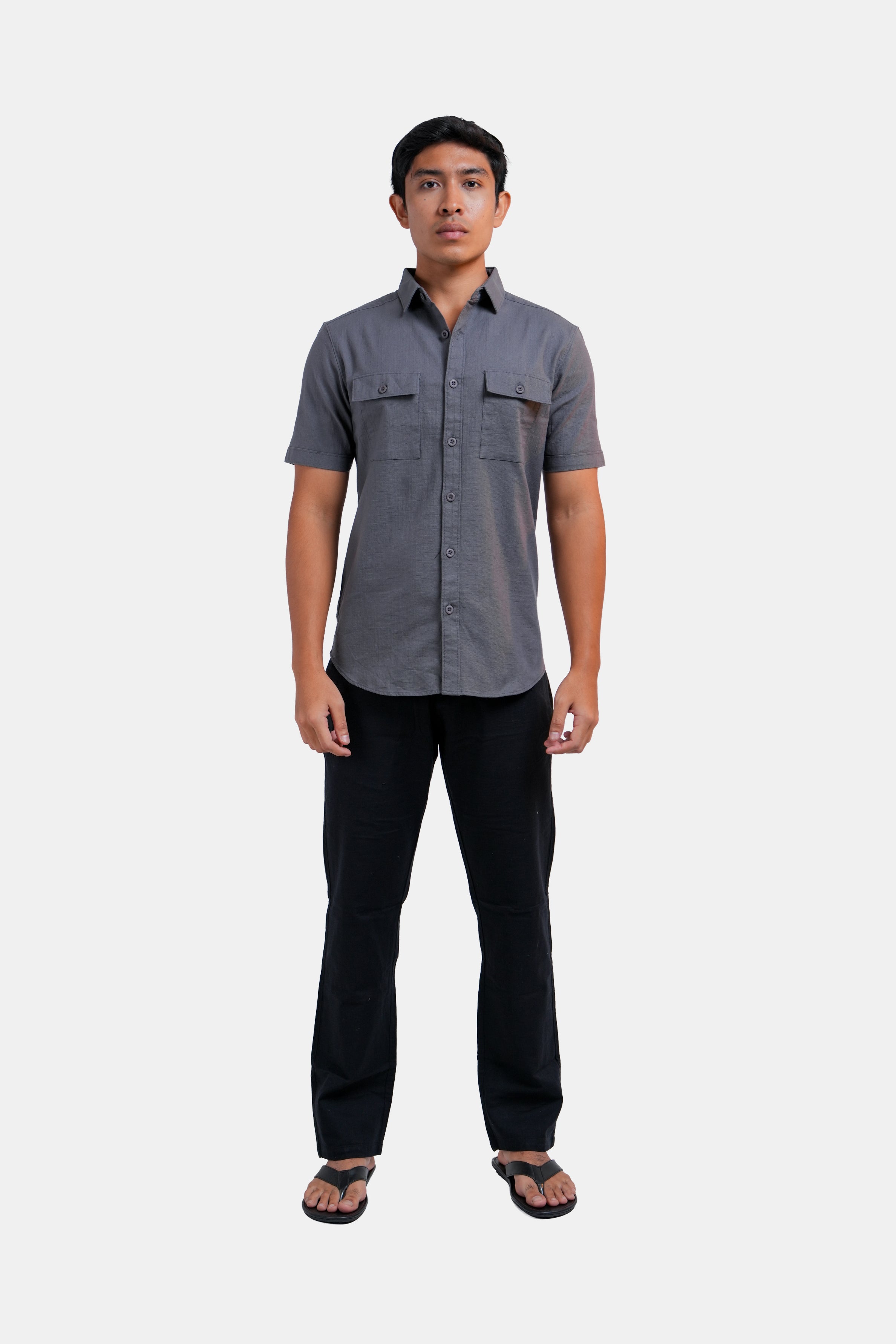 King Street Men's Double-Pocket Linen Shirt