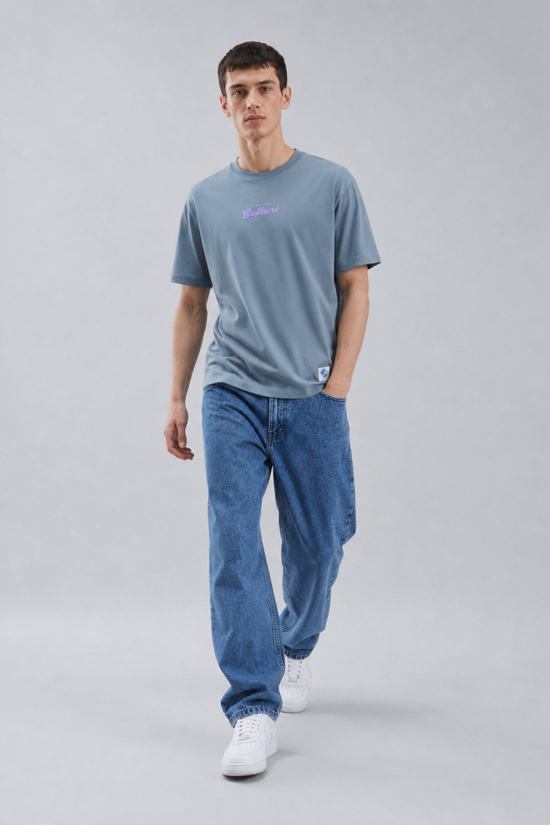 HUSTLE Men's Oversized T-Shirt - Blue