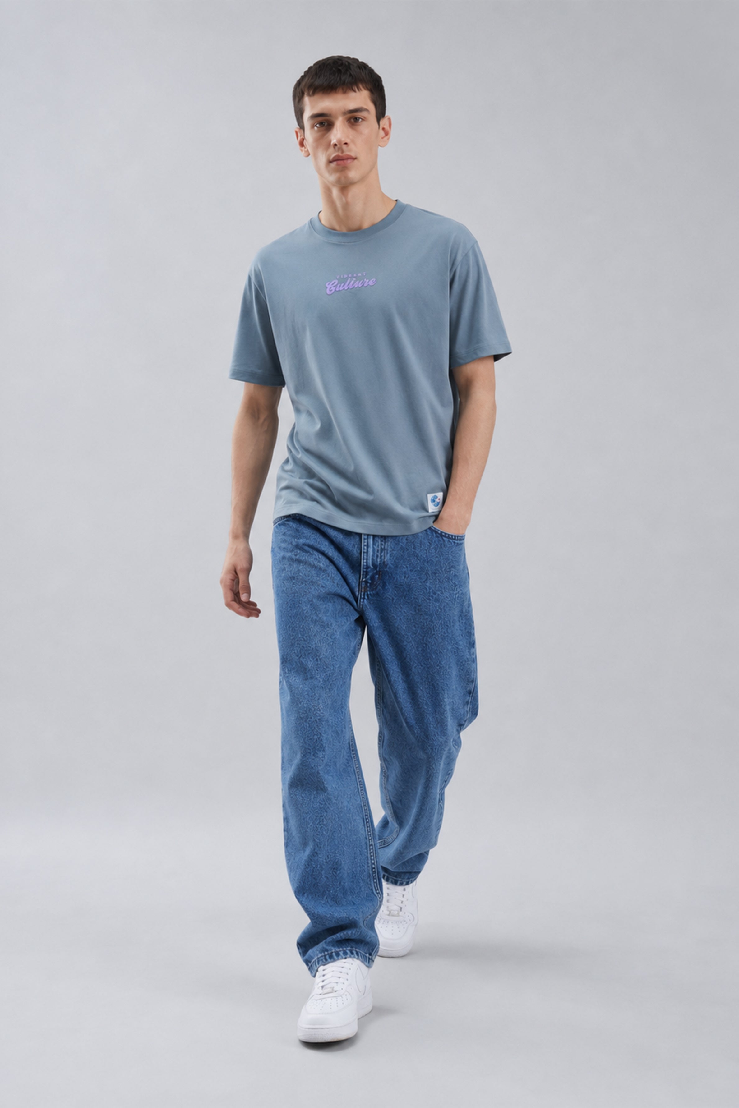 HUSTLE Men's Oversized T-Shirt - Blue