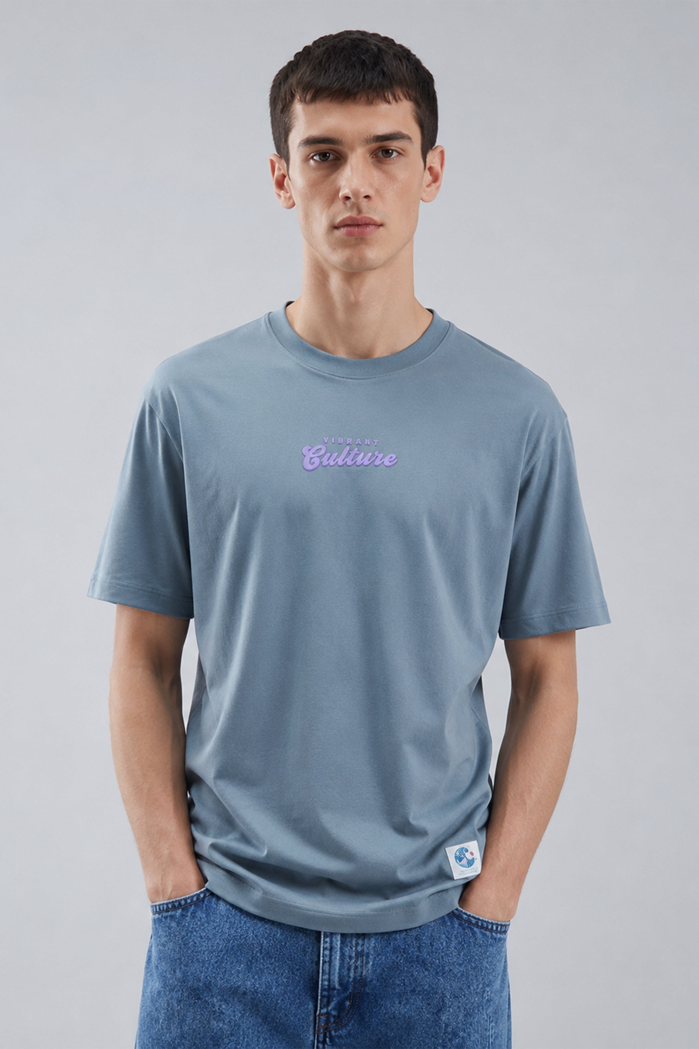 HUSTLE Men's Oversized T-Shirt - Blue
