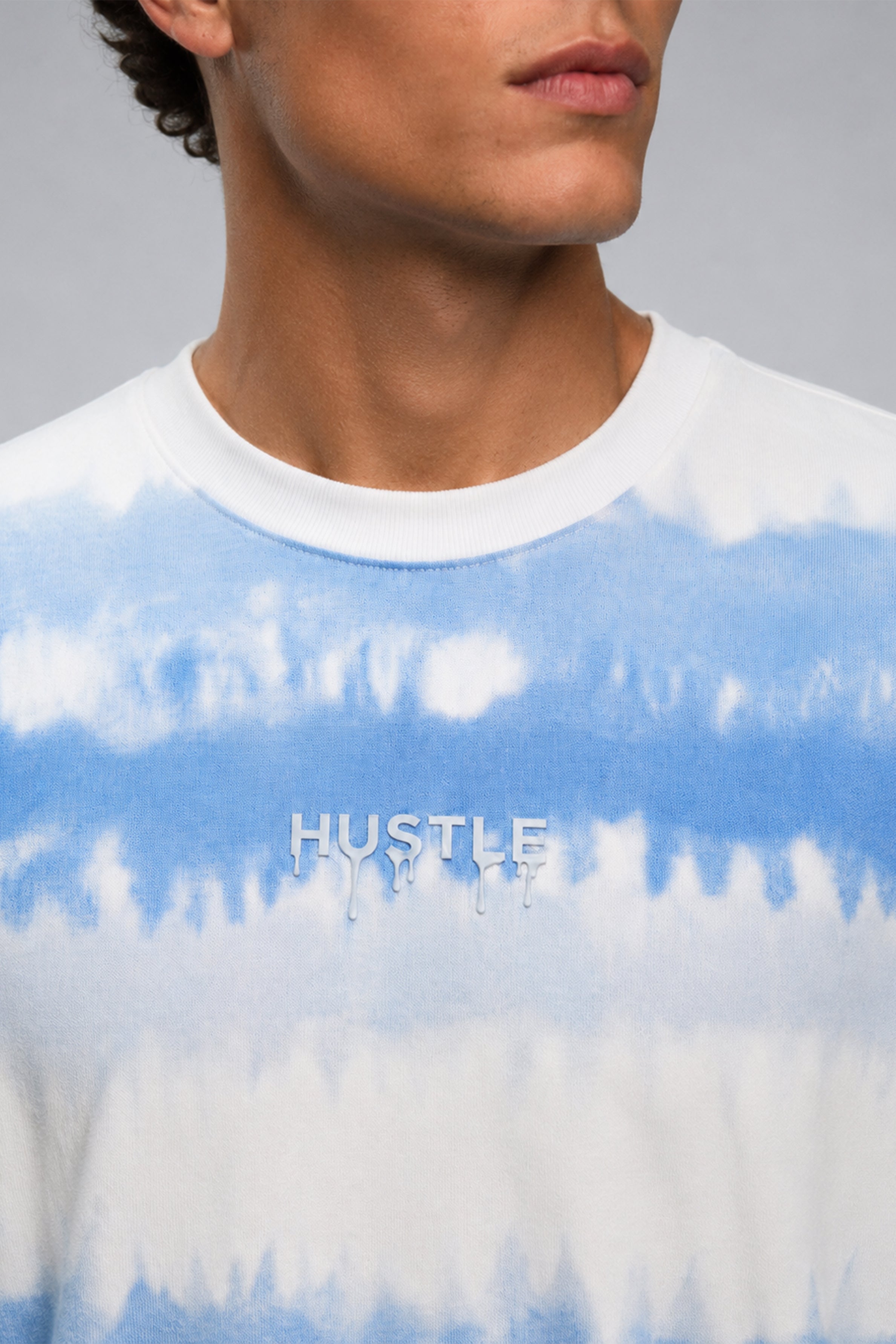 HUSTLE Men's Oversized T-Shirt - Blue