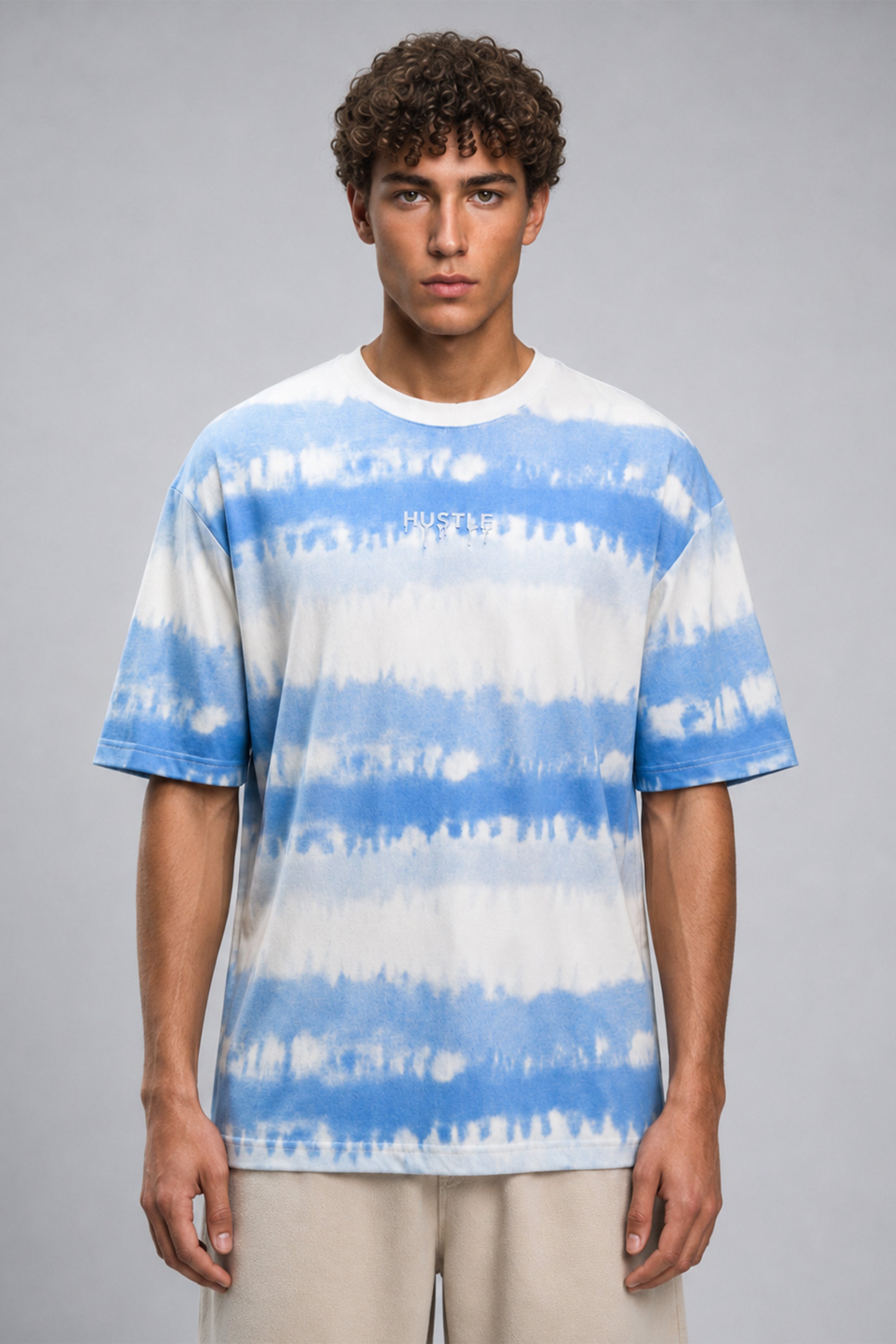 HUSTLE Men's Oversized T-Shirt - Blue