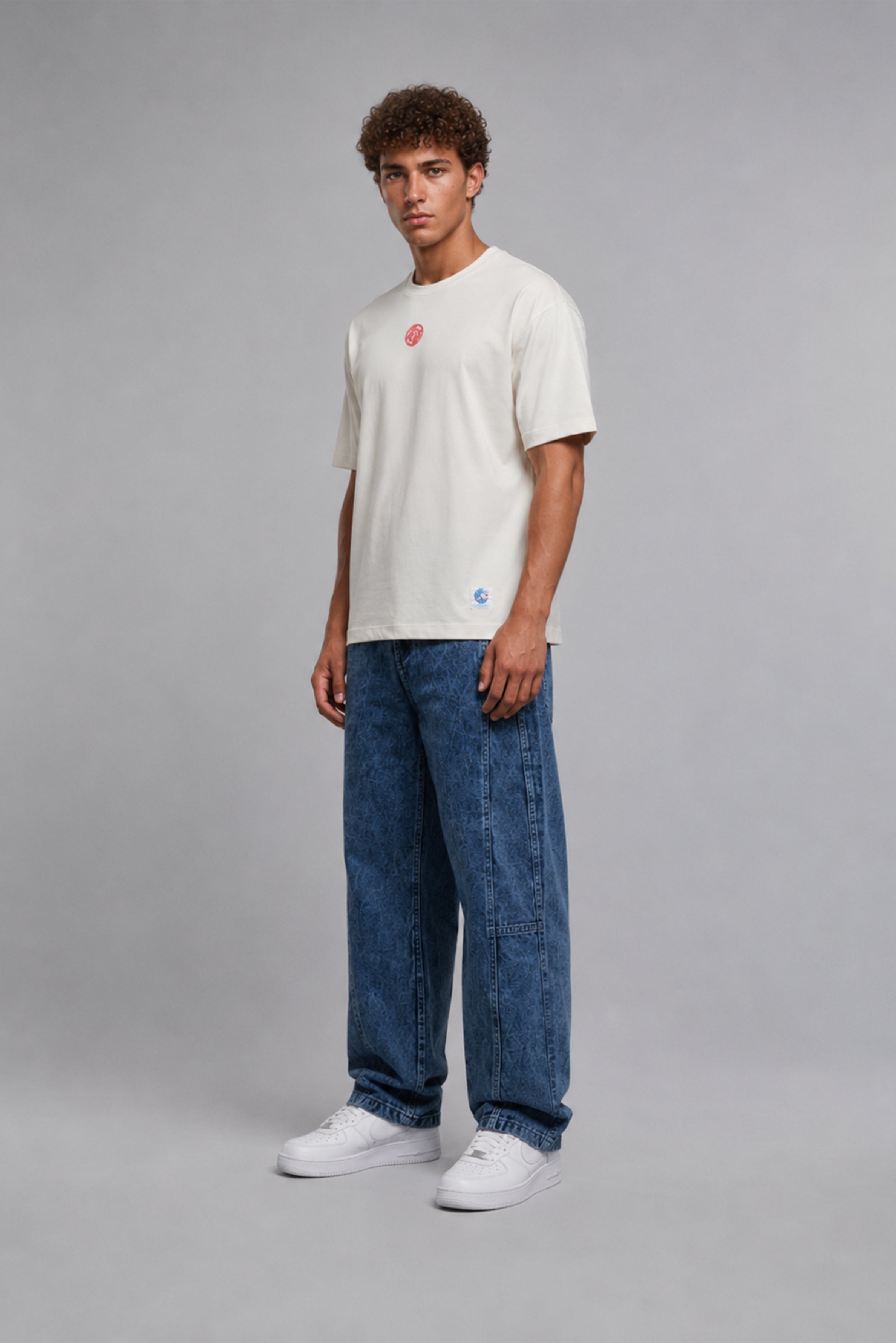 HUSTLE Men's Oversized  T-Shirt - Cream