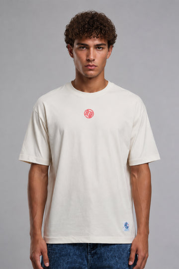 HUSTLE Men's Oversized  T-Shirt - Cream