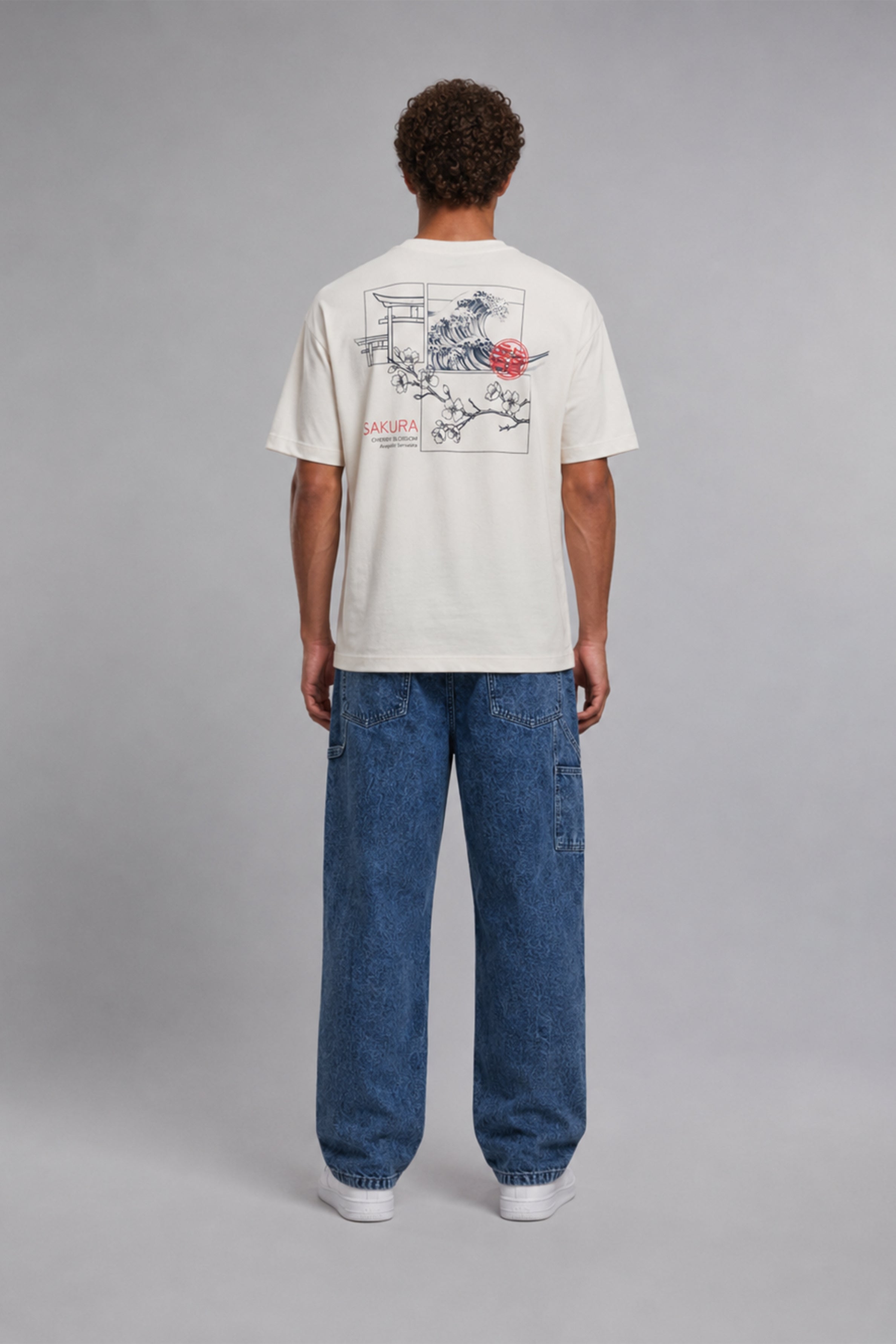 HUSTLE Men's Oversized  T-Shirt - Cream