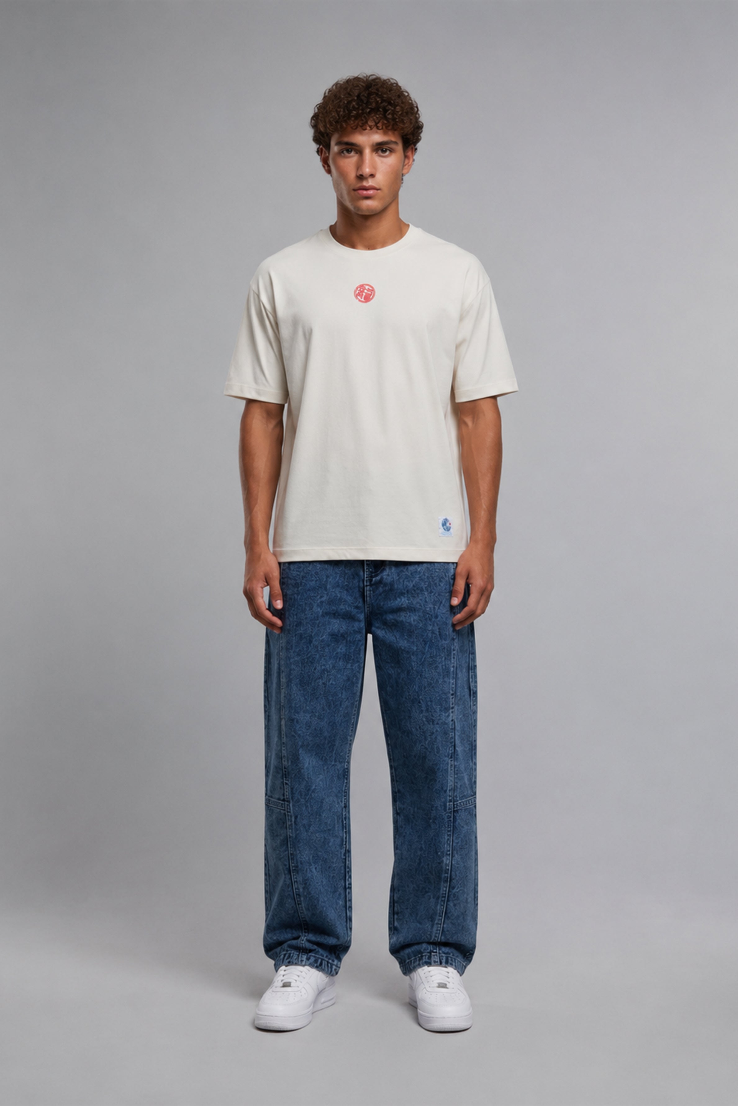 HUSTLE Men's Oversized  T-Shirt - Cream