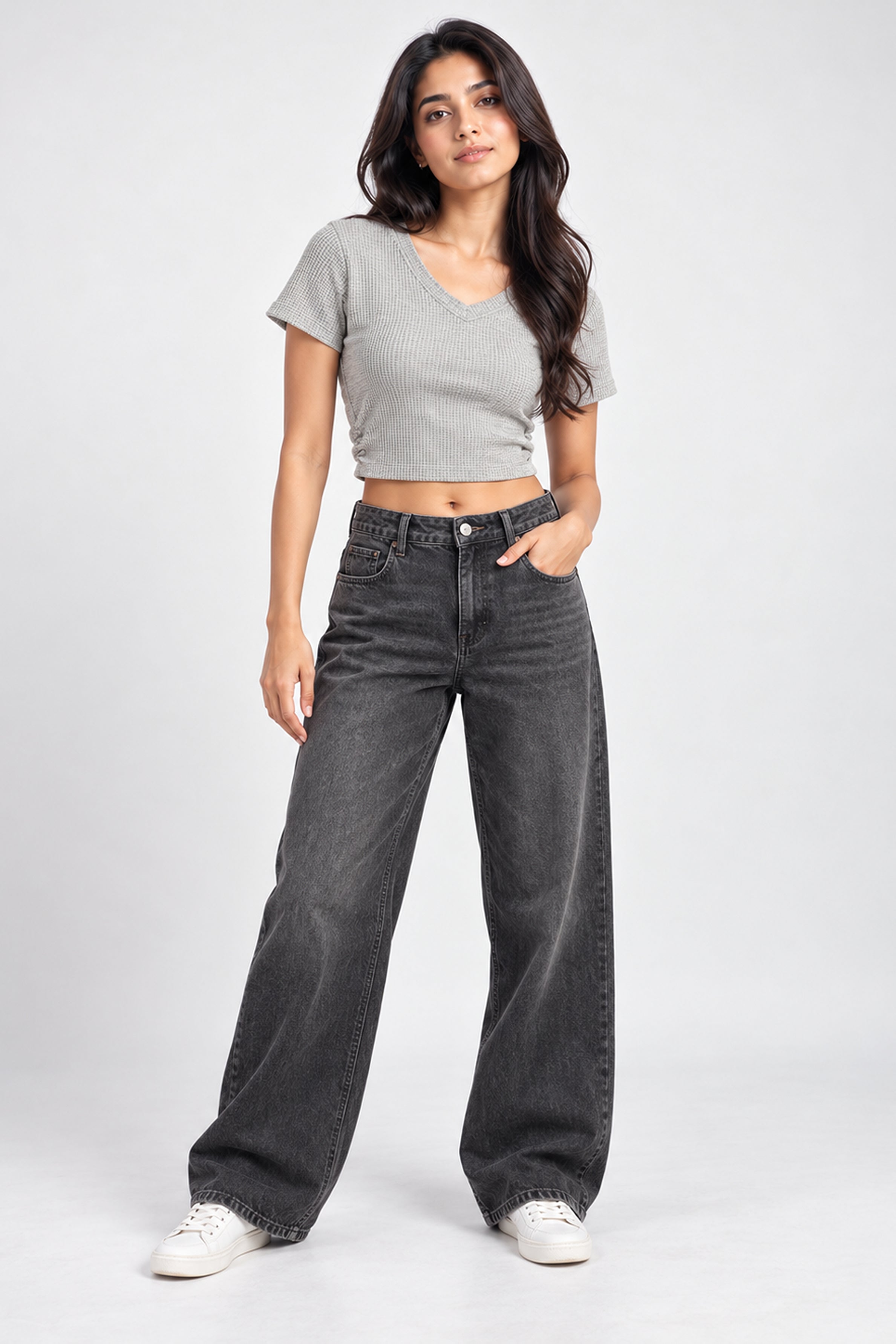 MODANO PETALS IN BLOOM Casual Top - Gray