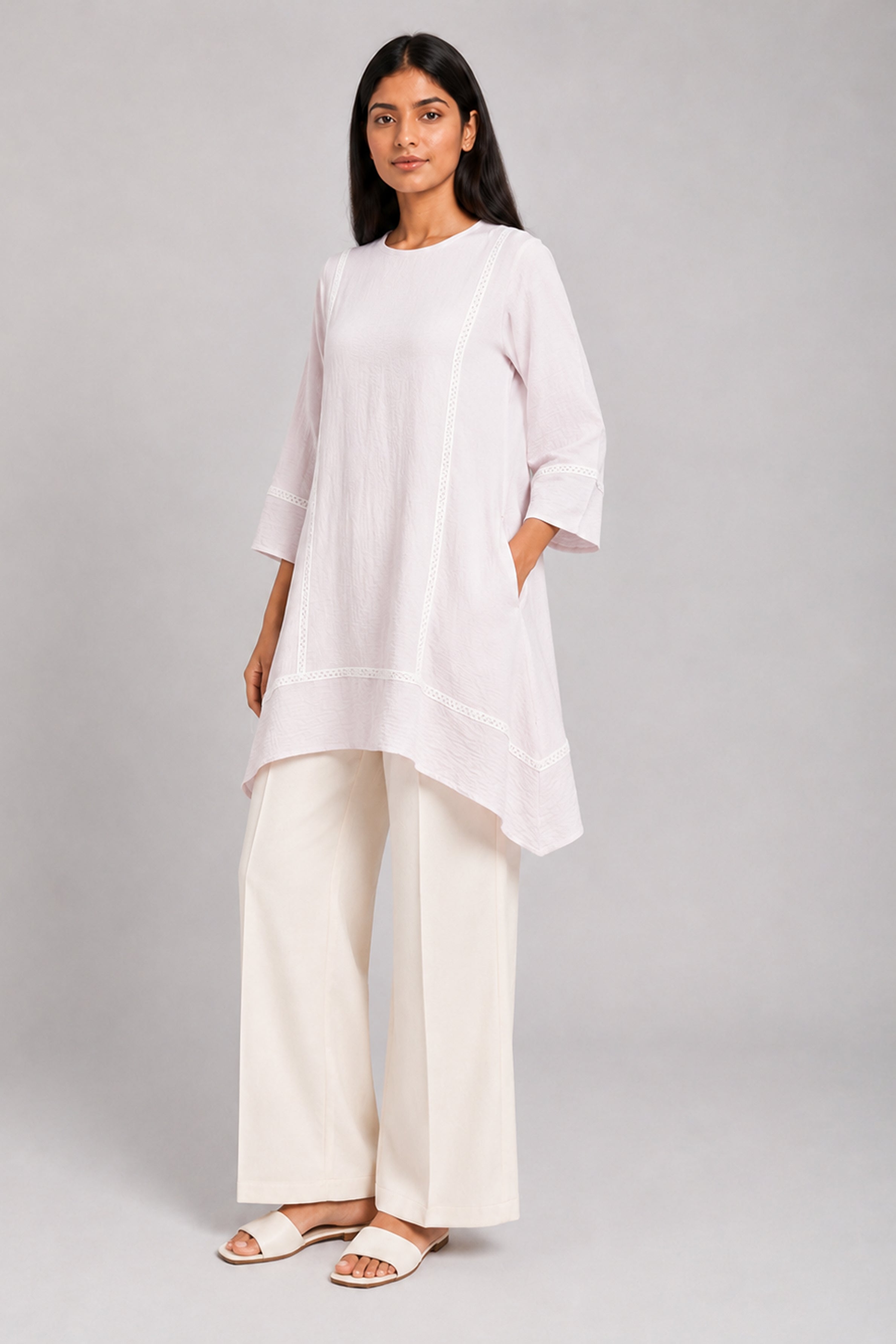 HADA Women's Casual Printed Kurta - White