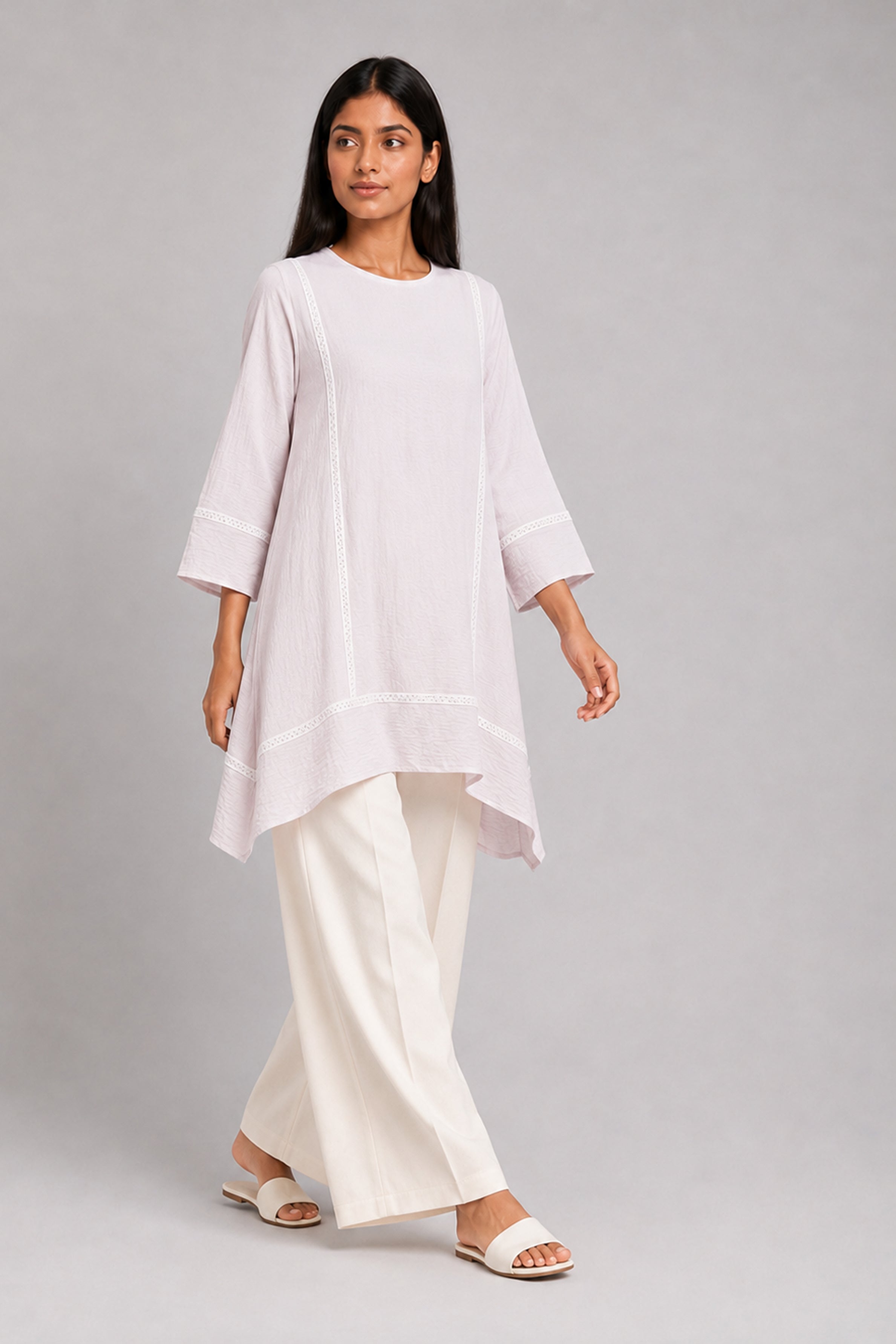 HADA Women's Casual Printed Kurta - White