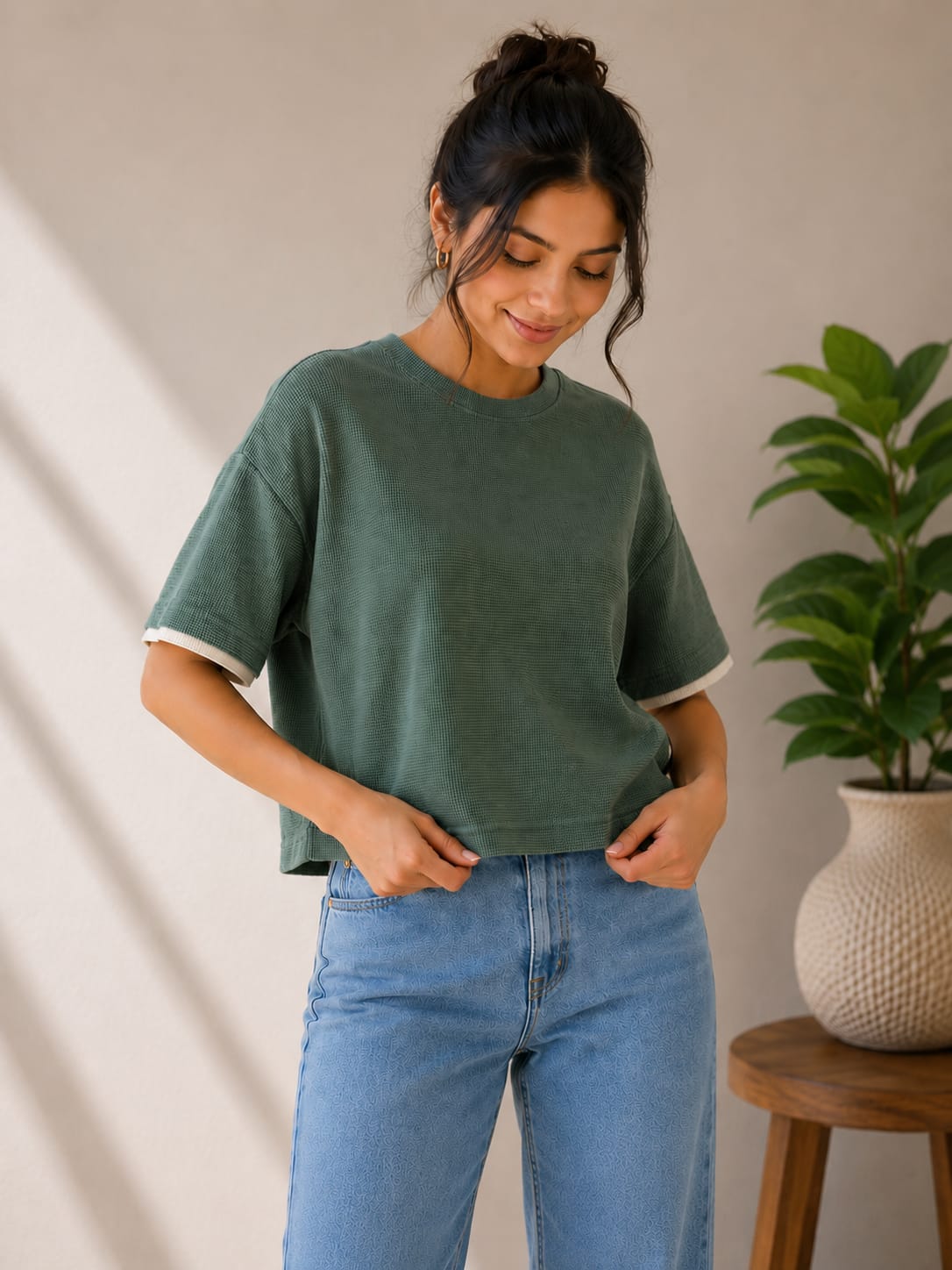 MODANO Ladies Casual Crop Top  -  Green