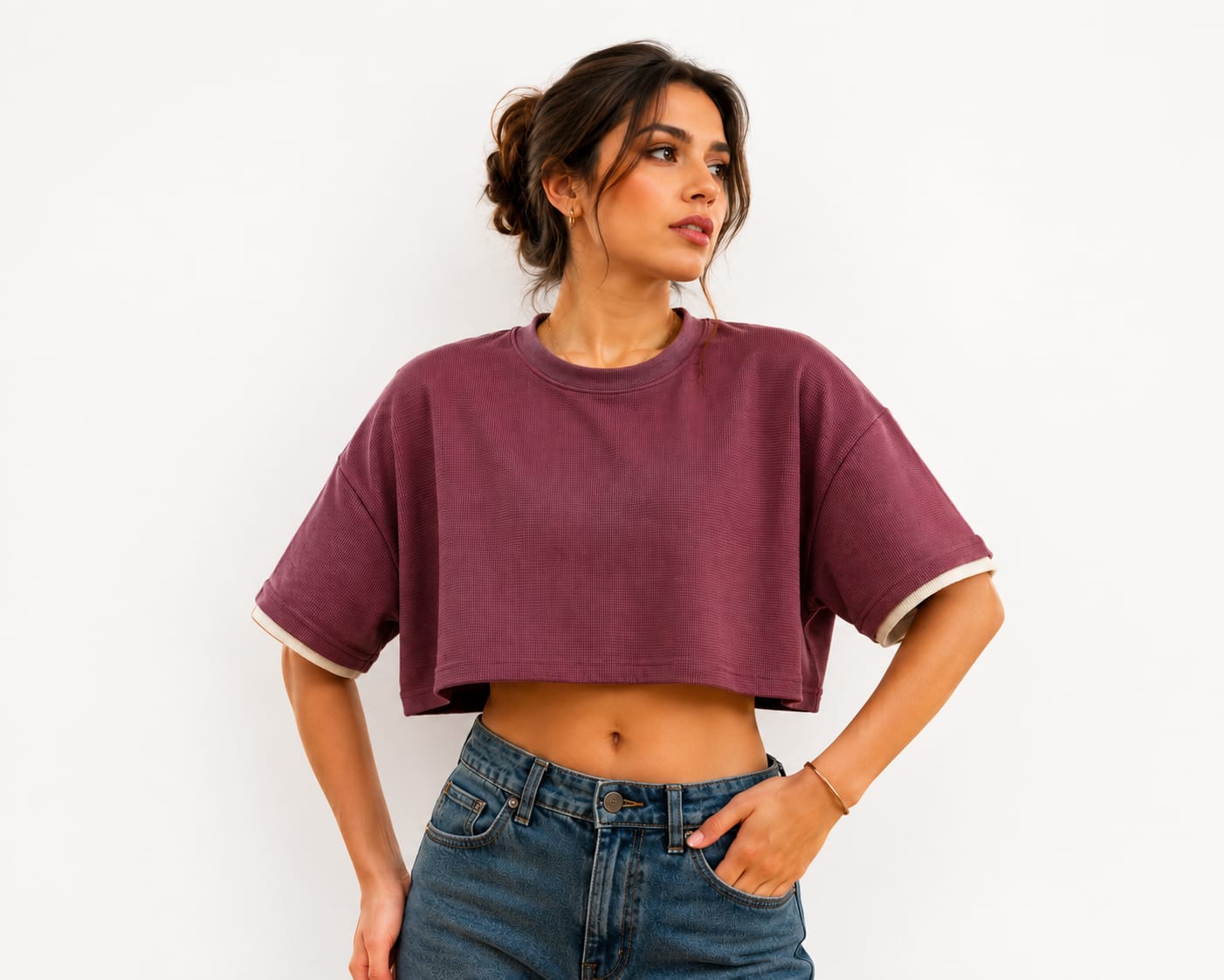 MODANO Ladies Casual Crop Top - Rose Red