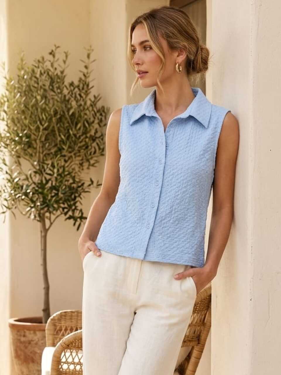 MODANO Ladies Casual Top - Muhu Blue