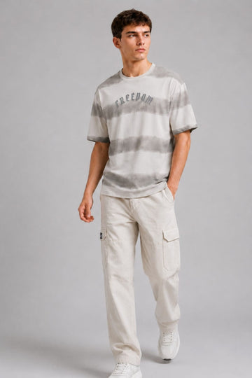 HUSTLE Men's Oversized T-Shirt -Light Gray