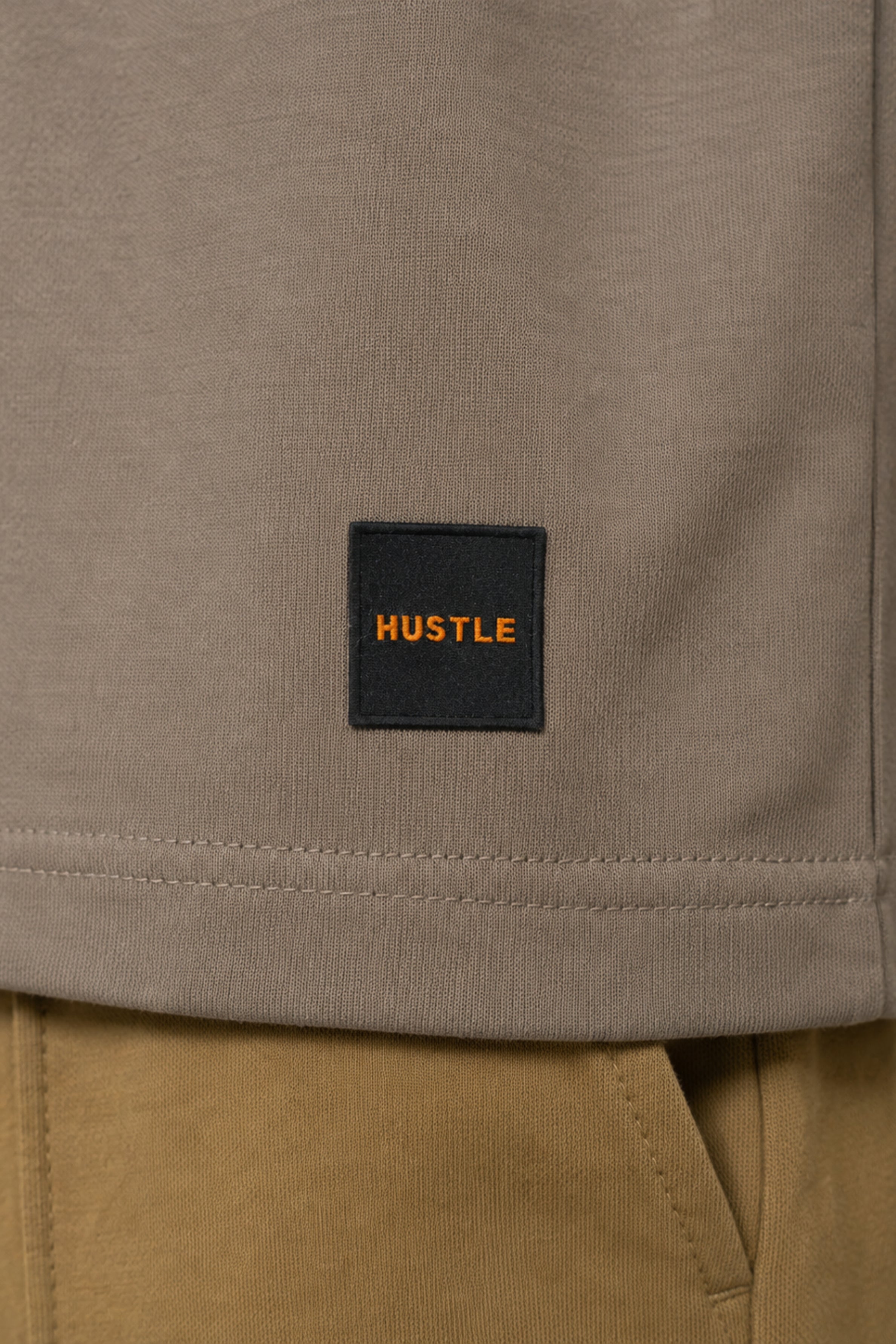 HUSTLE Men's Khaki Crew Neck T-Shirt