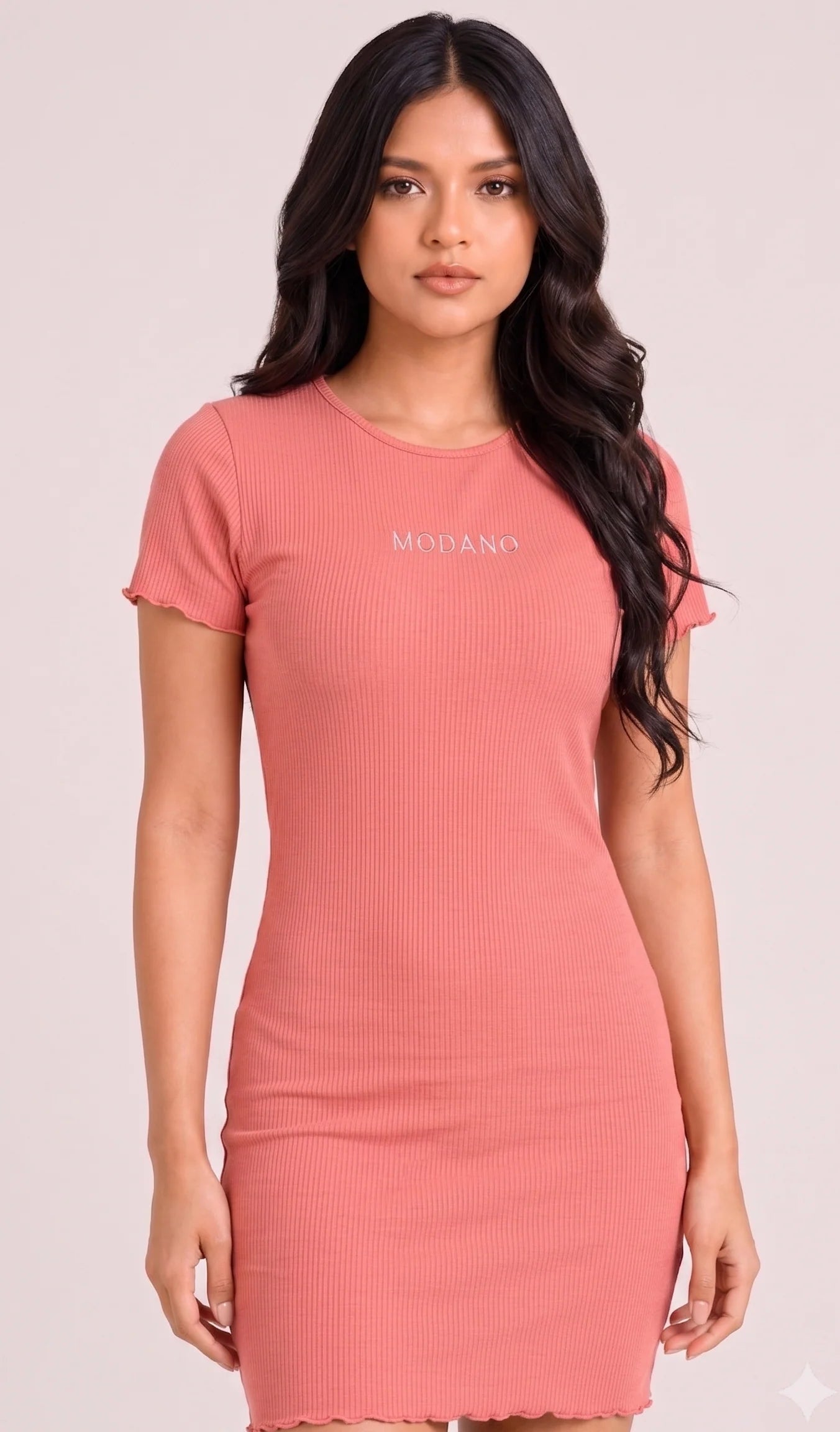 MODANO Women's Short Sleeve Casual Dress -  Pink