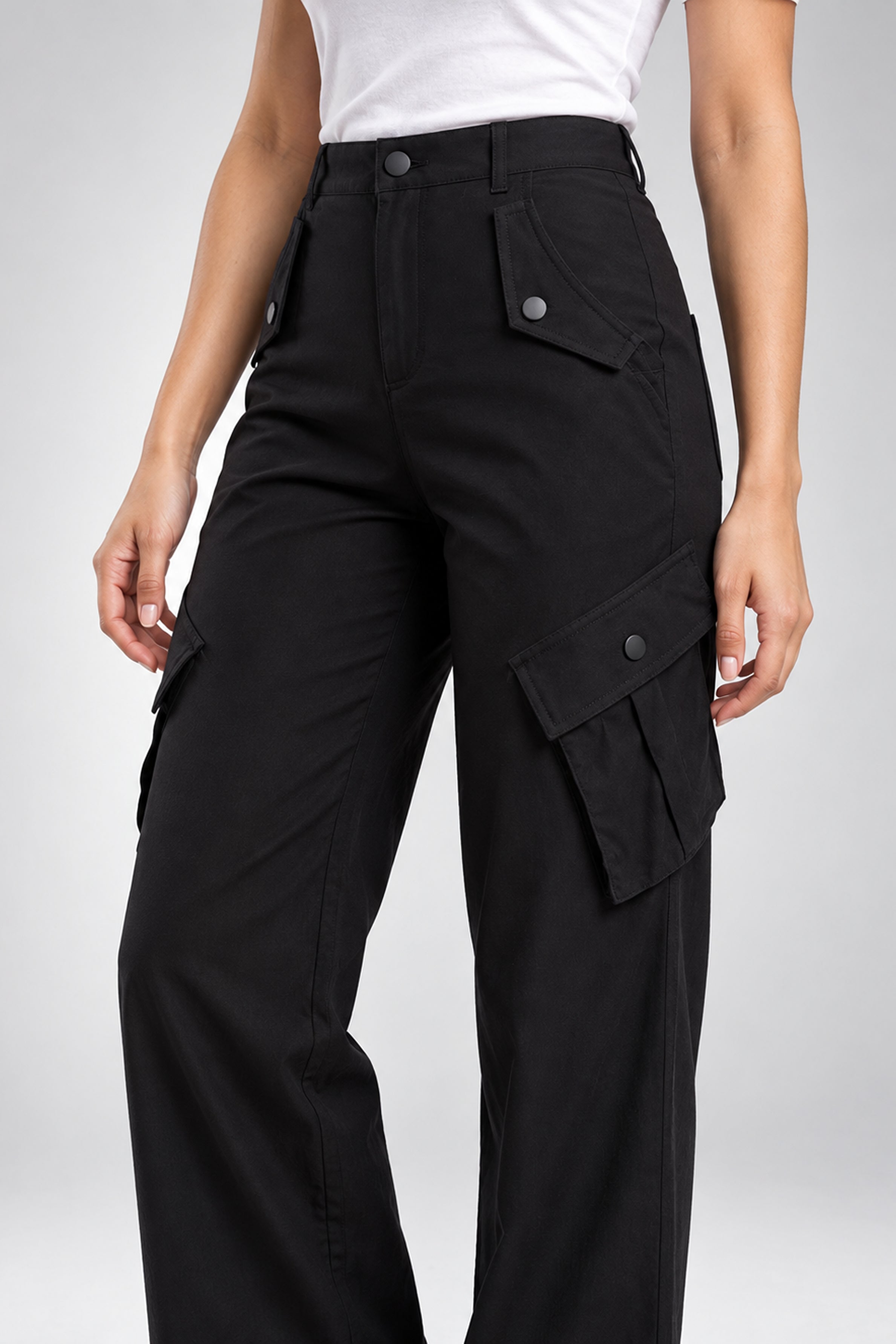 BASIC DROP MODANO Casual Cargo Pant - Black