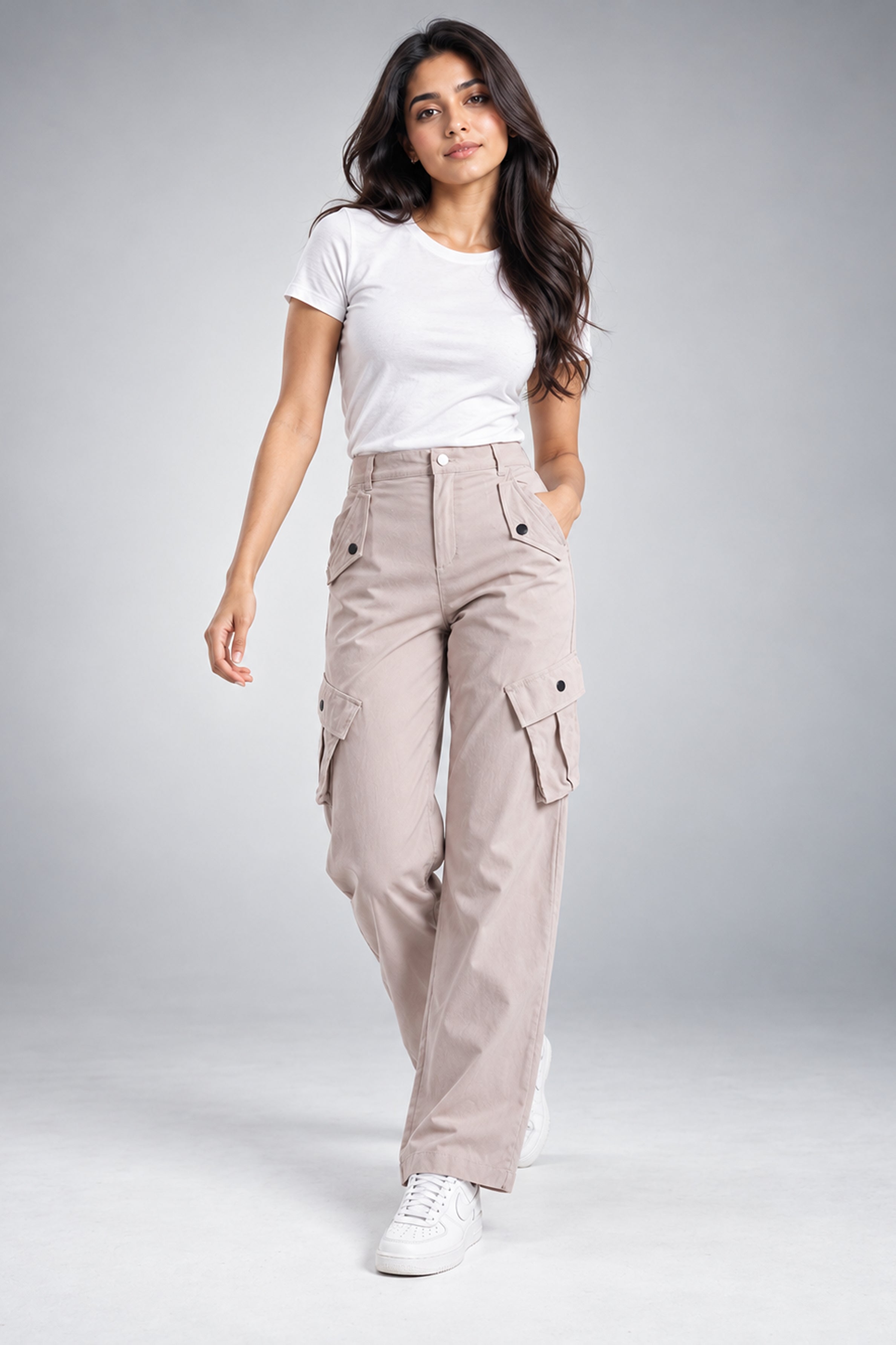BASIC DROP MODANO Casual Cargo Pant - Khaki