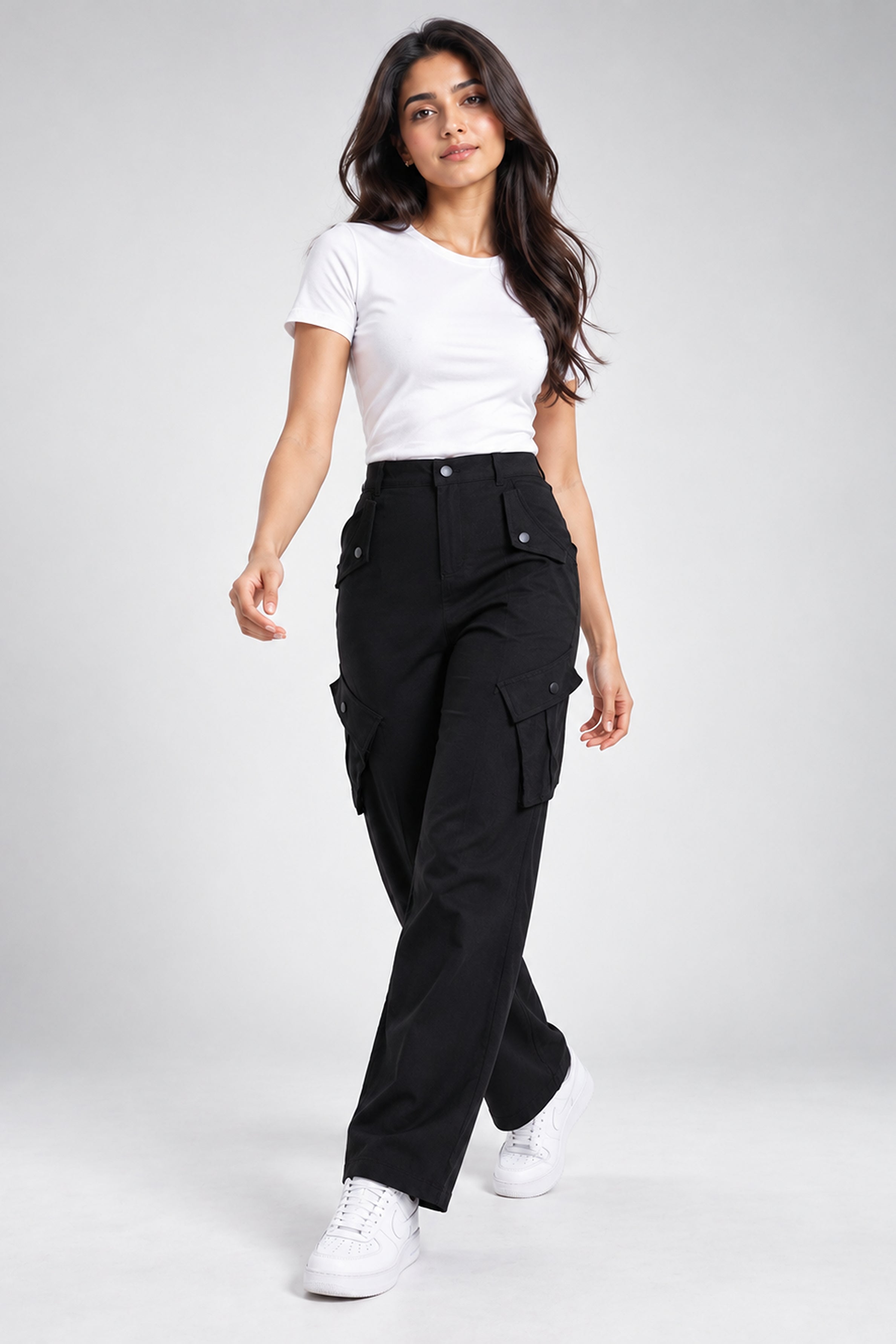 BASIC DROP MODANO Casual Cargo Pant - Black
