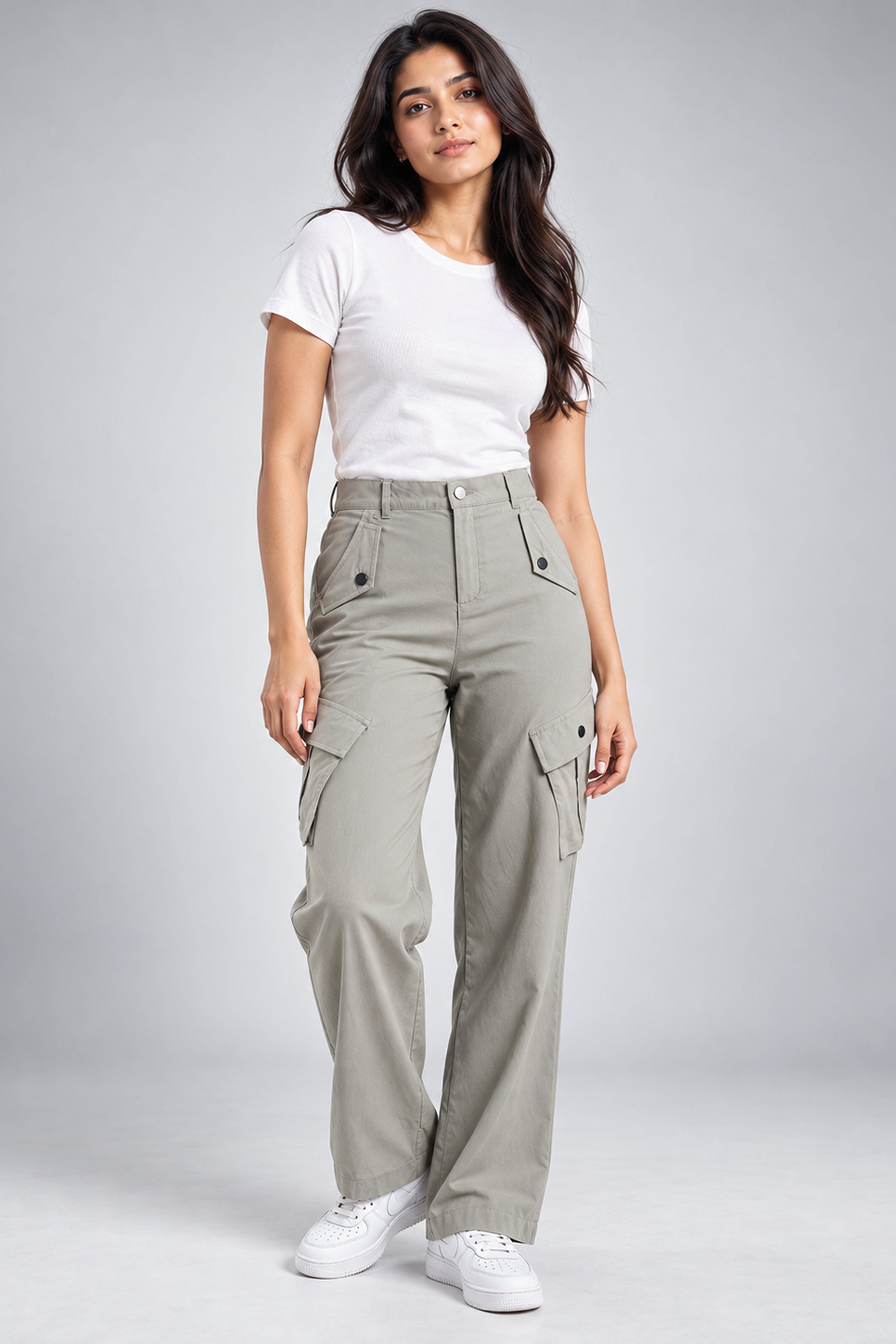 BASIC DROP MODANO Casual Cargo Pant - Light Green