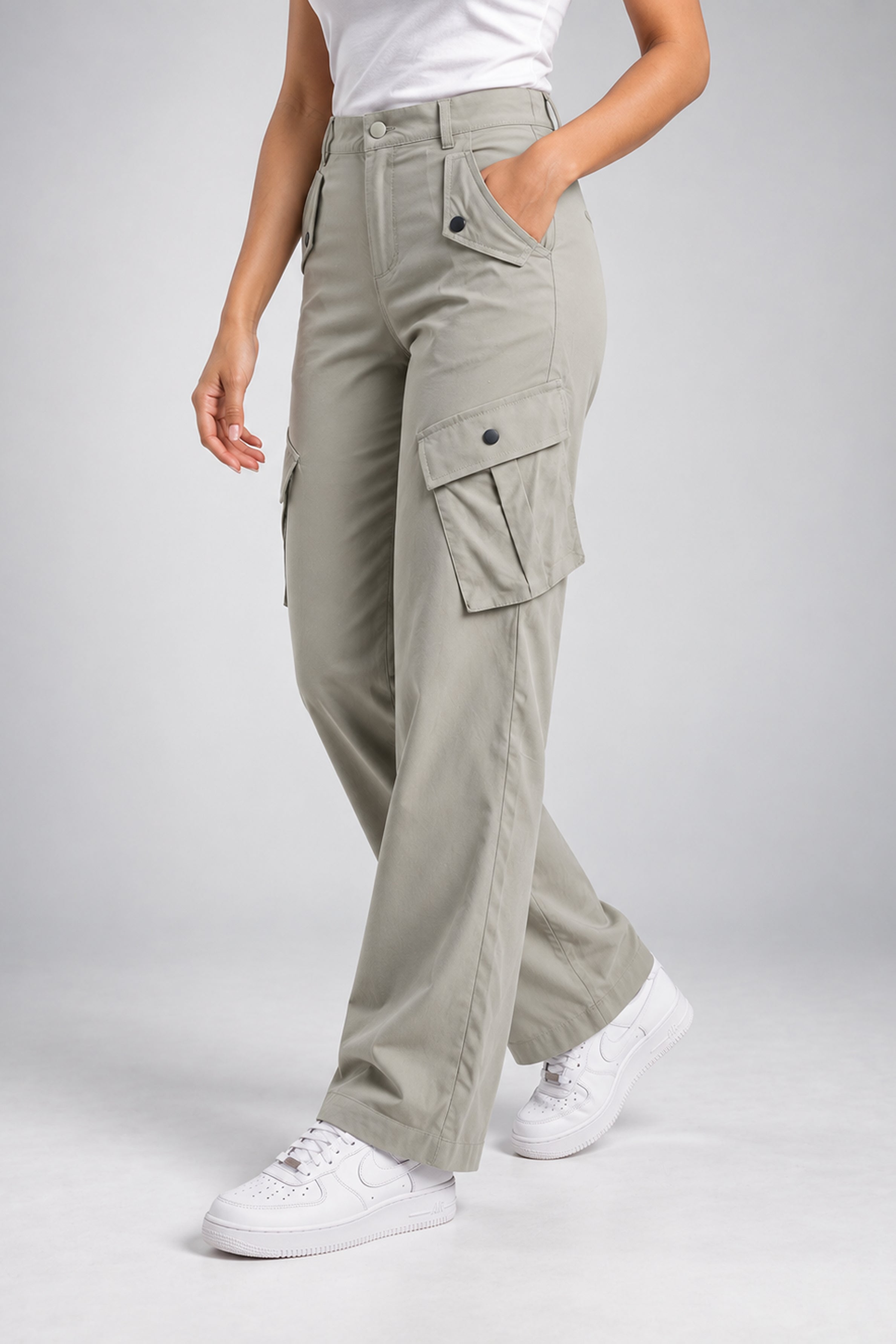 BASIC DROP MODANO Casual Cargo Pant - Light Green