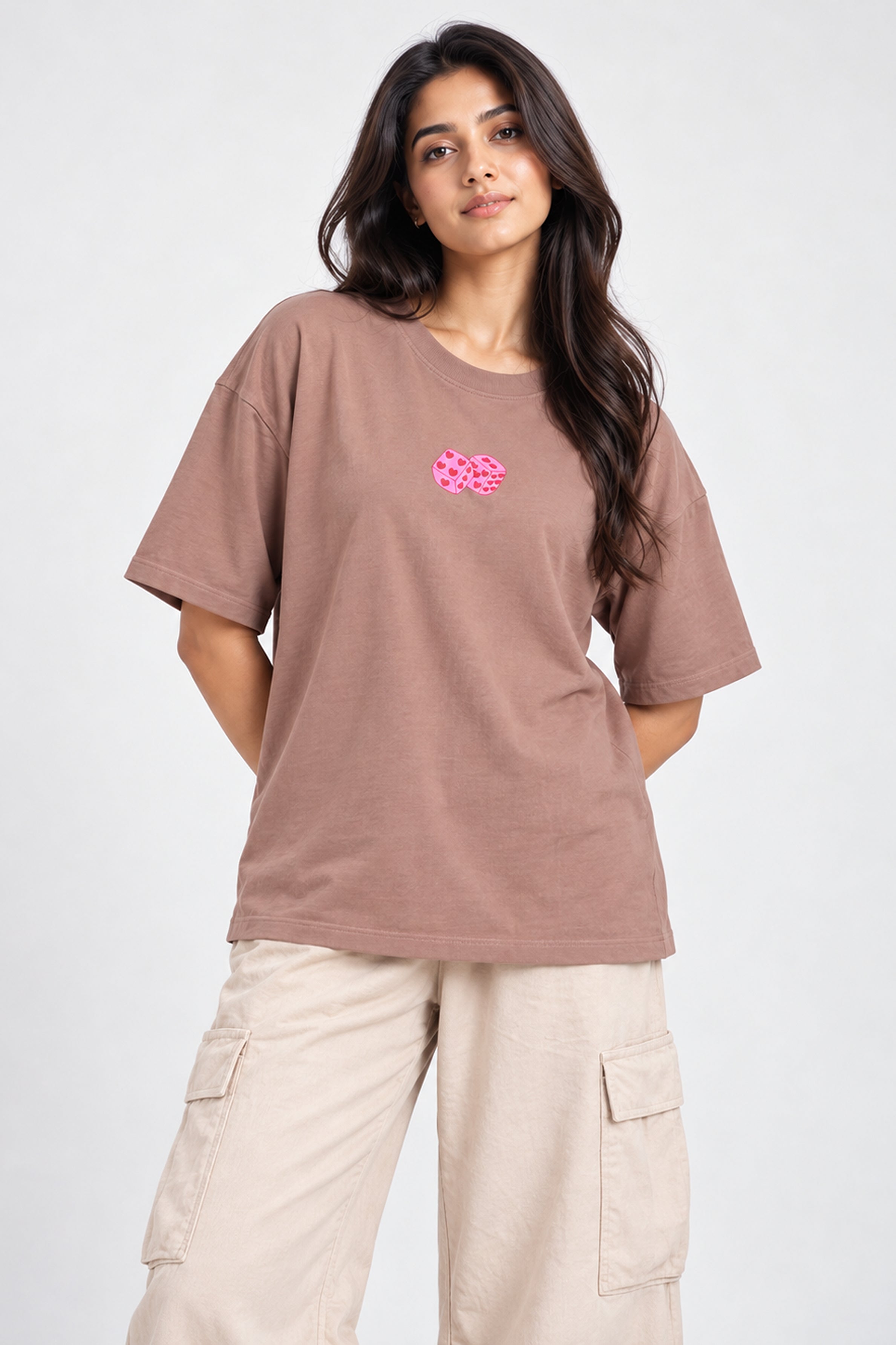 BASIC DROP MODANO Women's Oversized  Tees - Pink