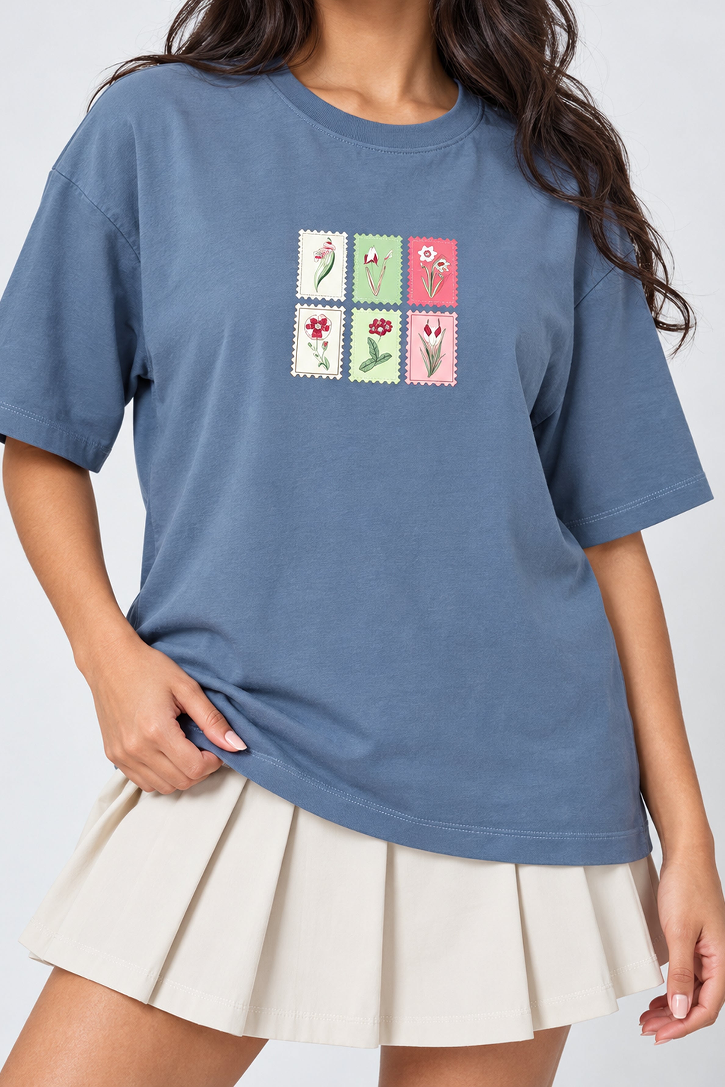 BASIC DROP MODANO Women's Oversized Tees - Dark Blue