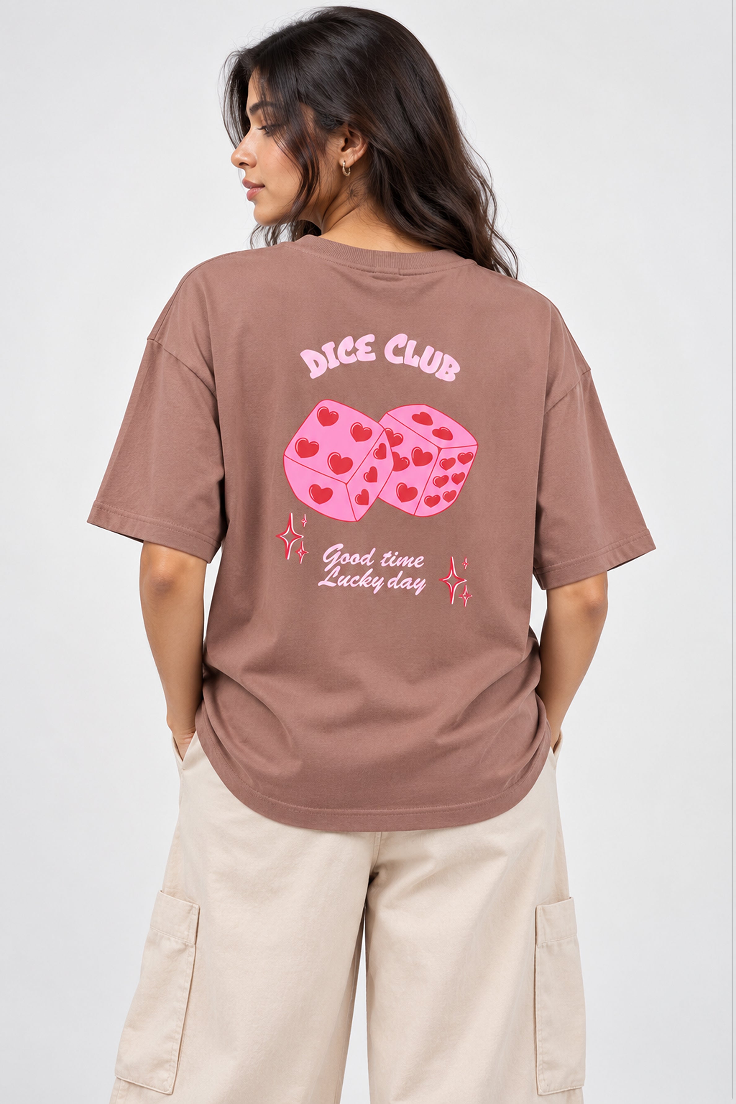 BASIC DROP MODANO Women's Oversized  Tees - Pink