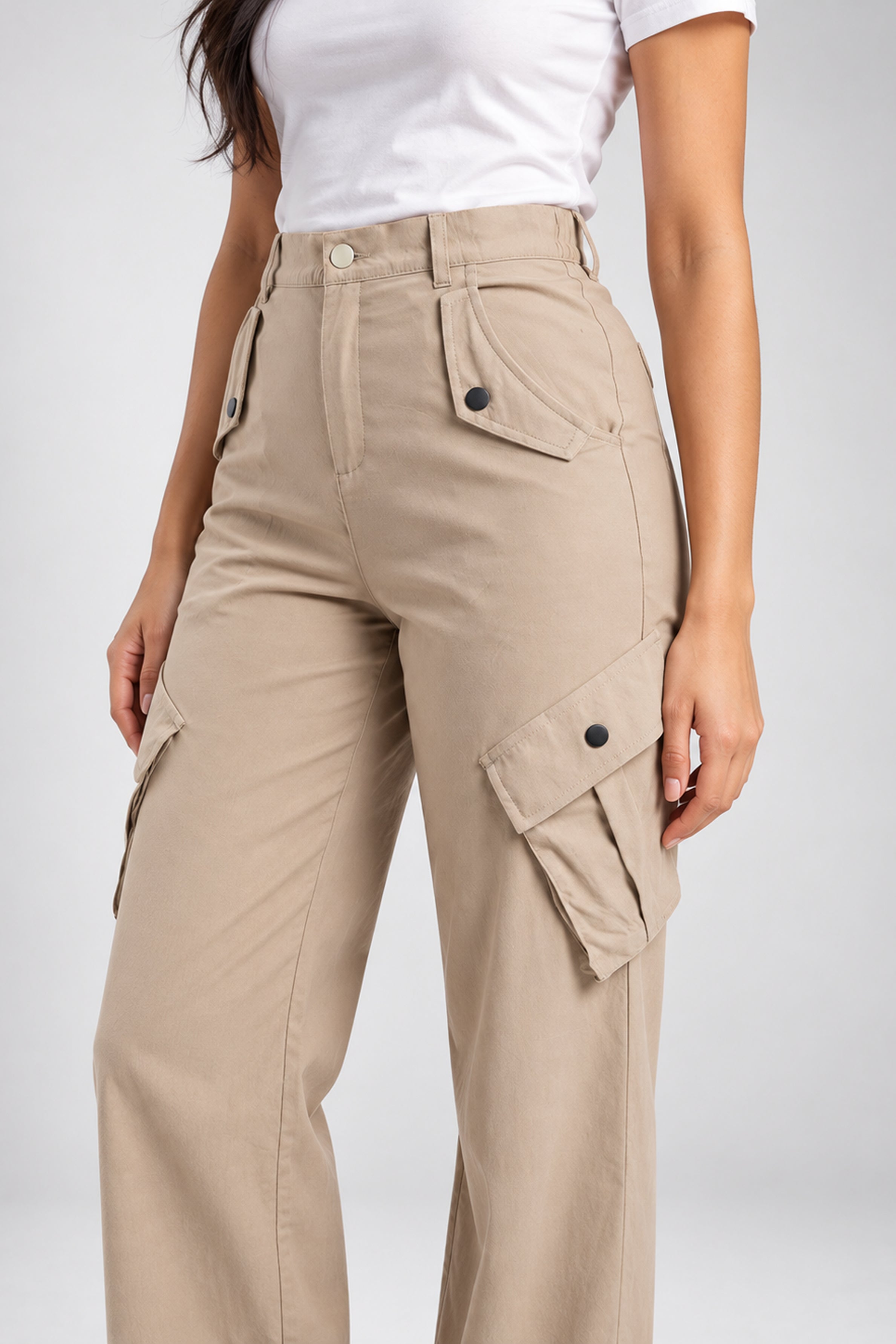 BASIC DROP MODANO Casual Cargo Pant - Beige