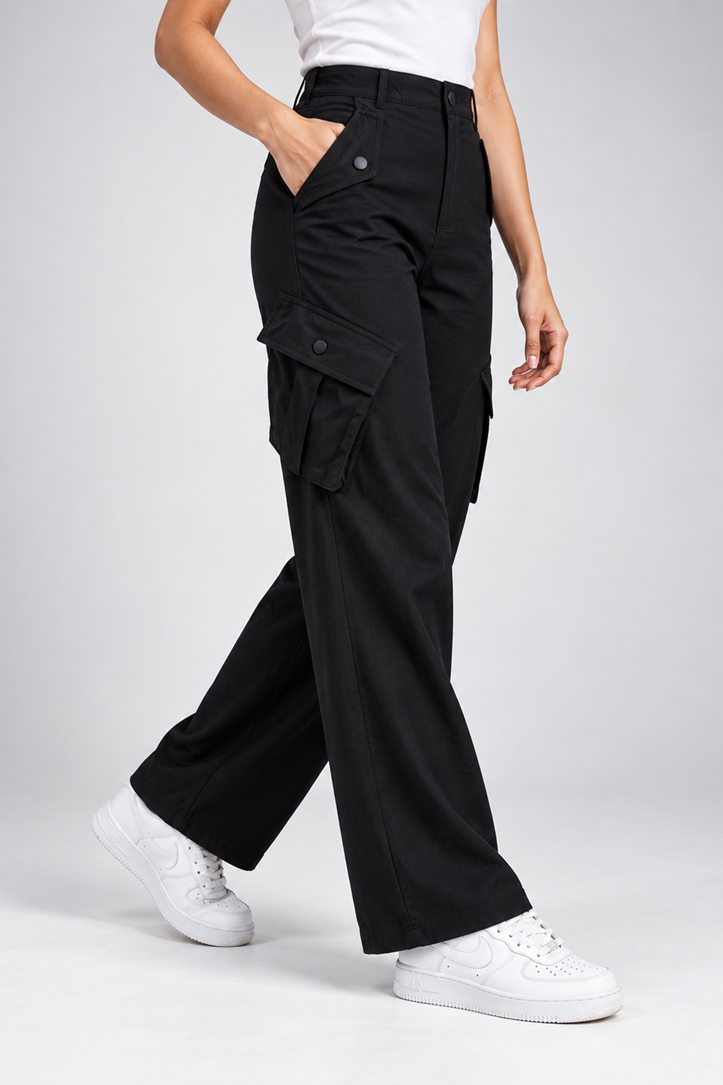 BASIC DROP MODANO Casual Cargo Pant - Black