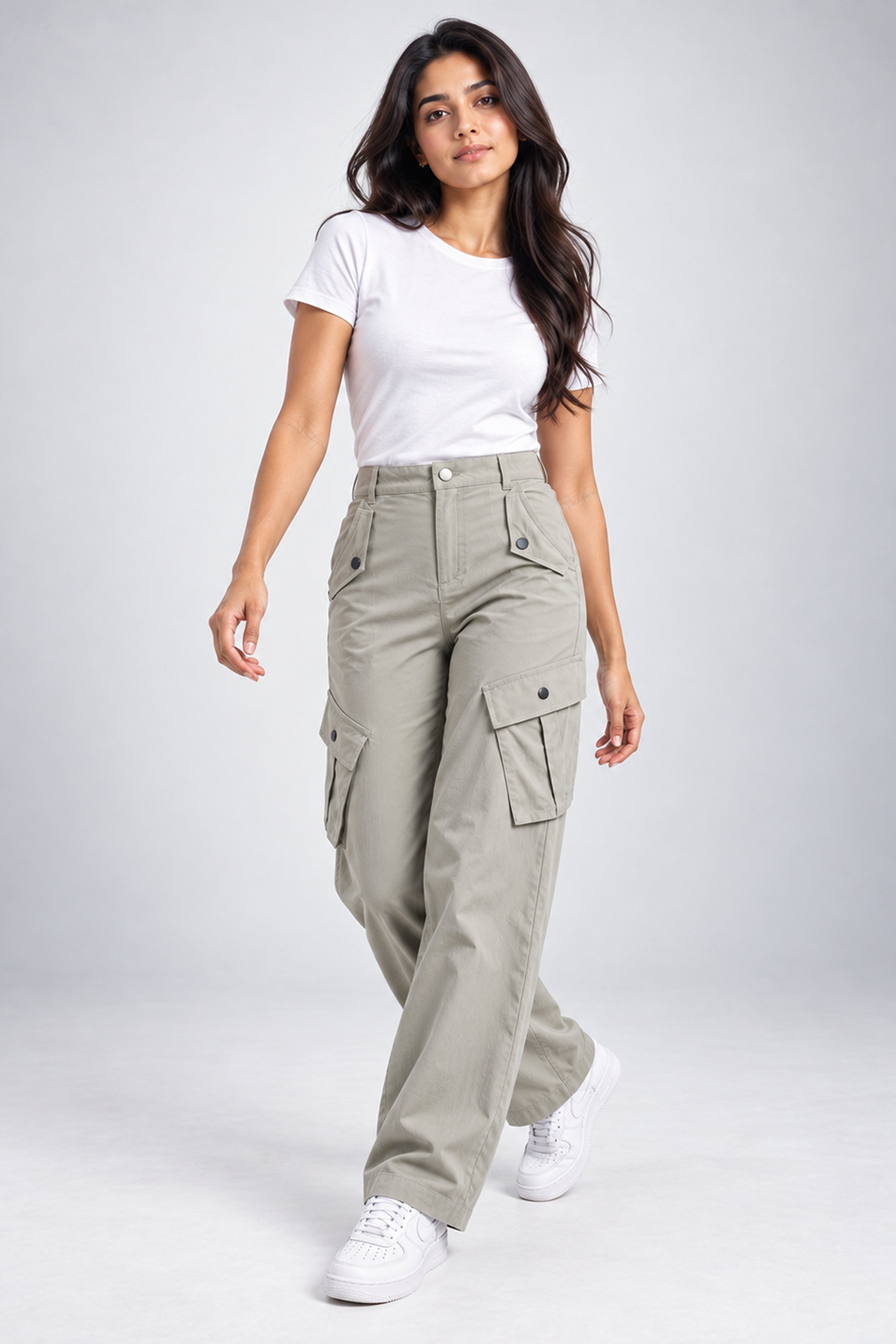 BASIC DROP MODANO Casual Cargo Pant - Light Green