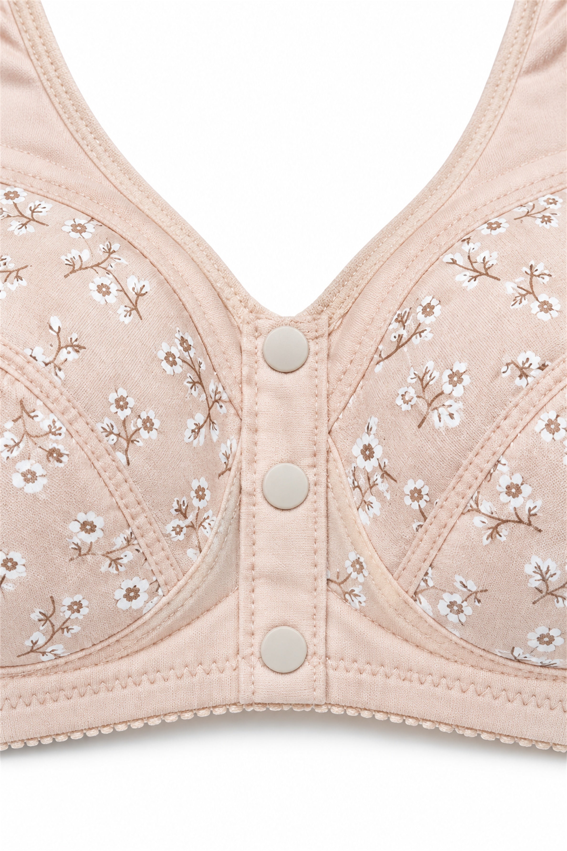 Women's Front Open 3-Button Feeding Bra – Beige