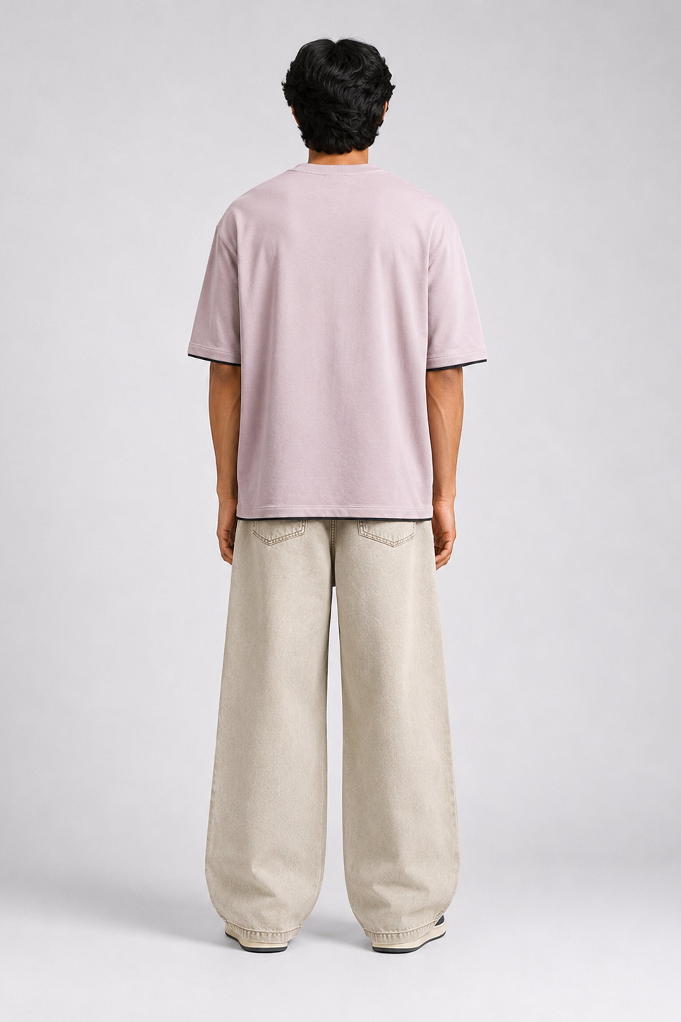 HUSTLE Men's Crew Neck Oversized Tees - Dull Pink