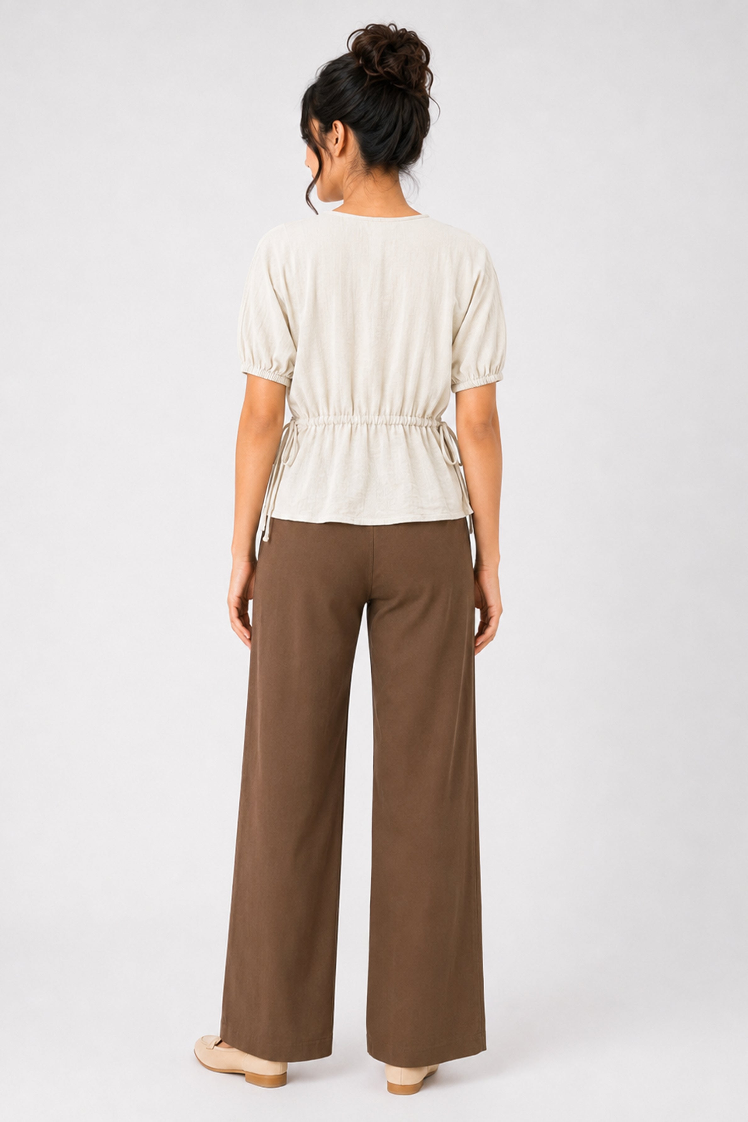 MODANO Casual Plain Blouse  - Cream