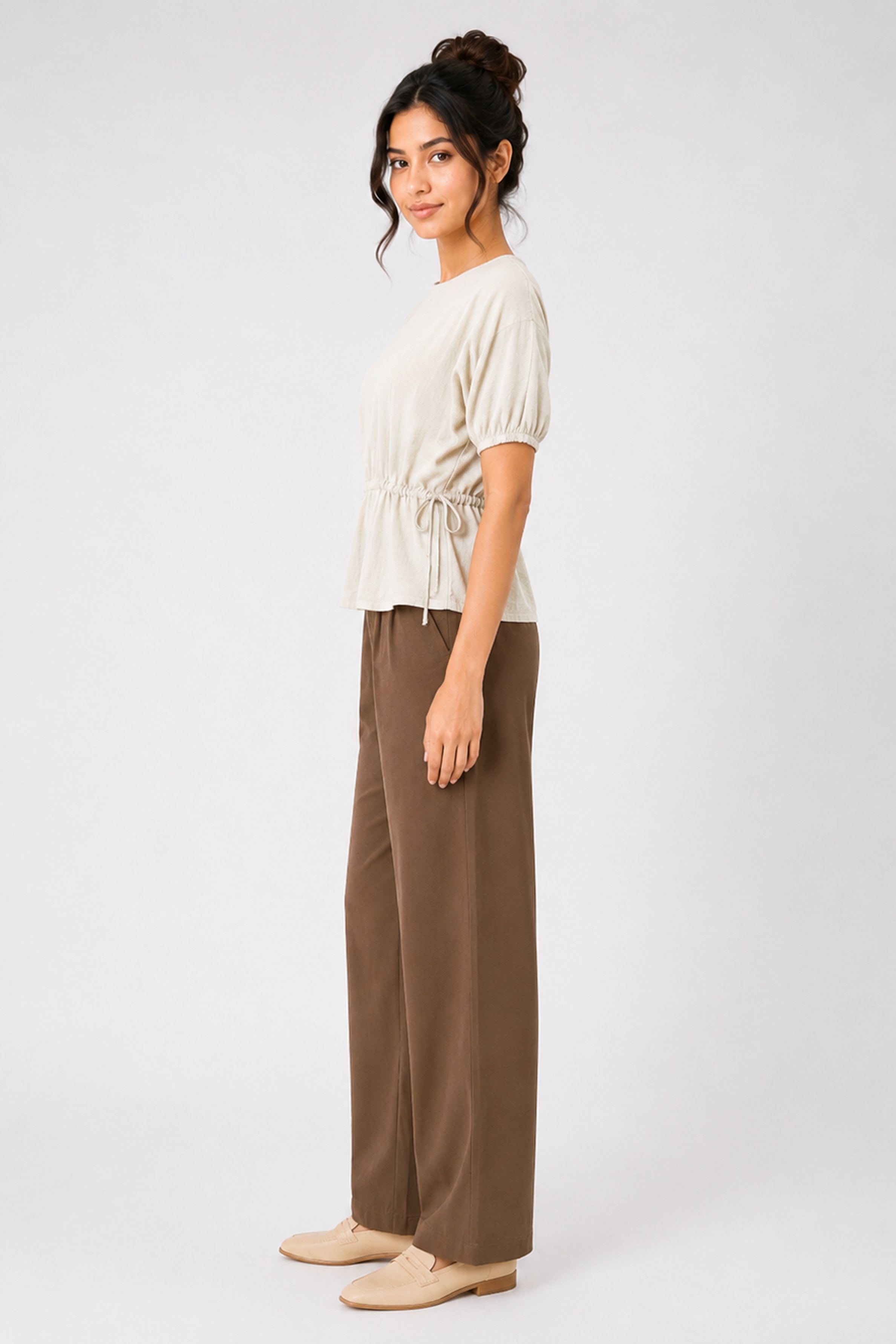MODANO Casual Plain Blouse  - Cream