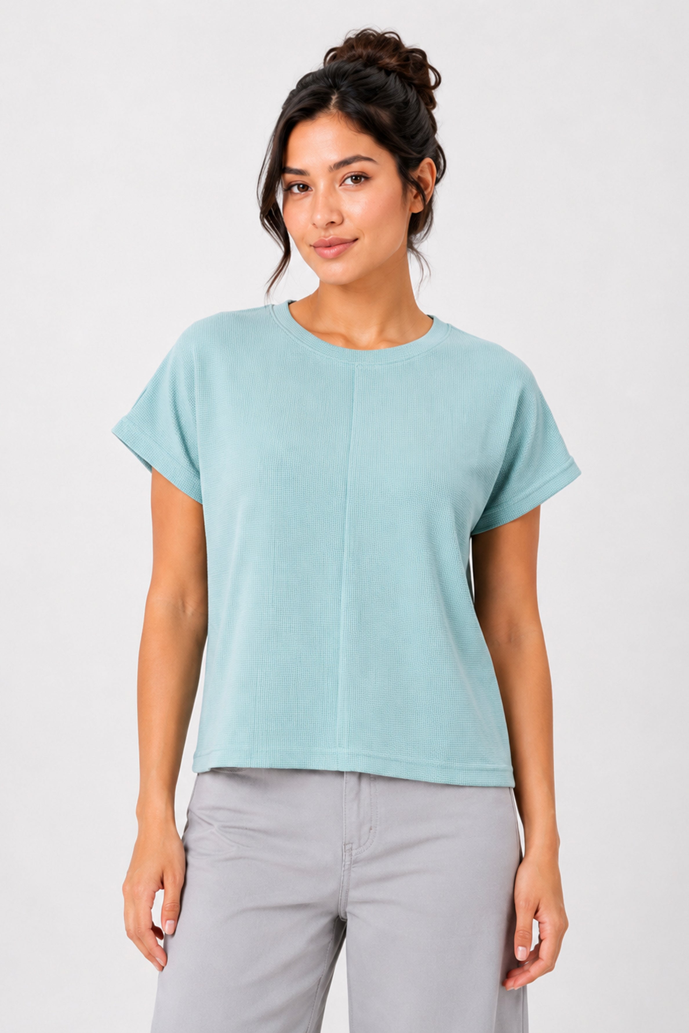 MODANO Casual Crew Neck Top - Green