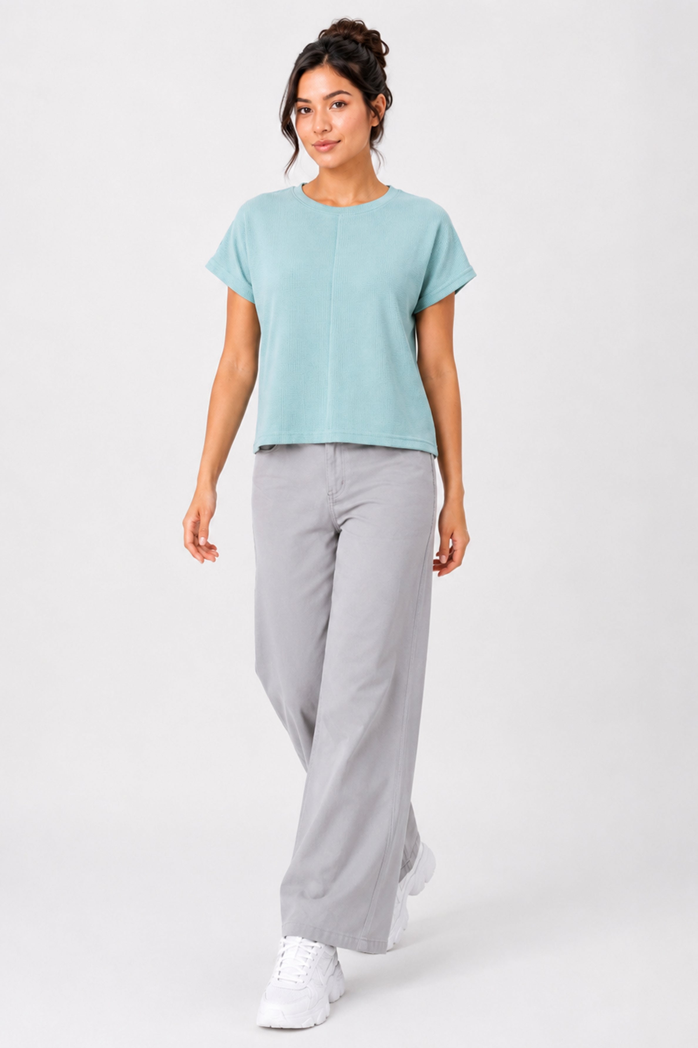 MODANO Casual Crew Neck Top - Green