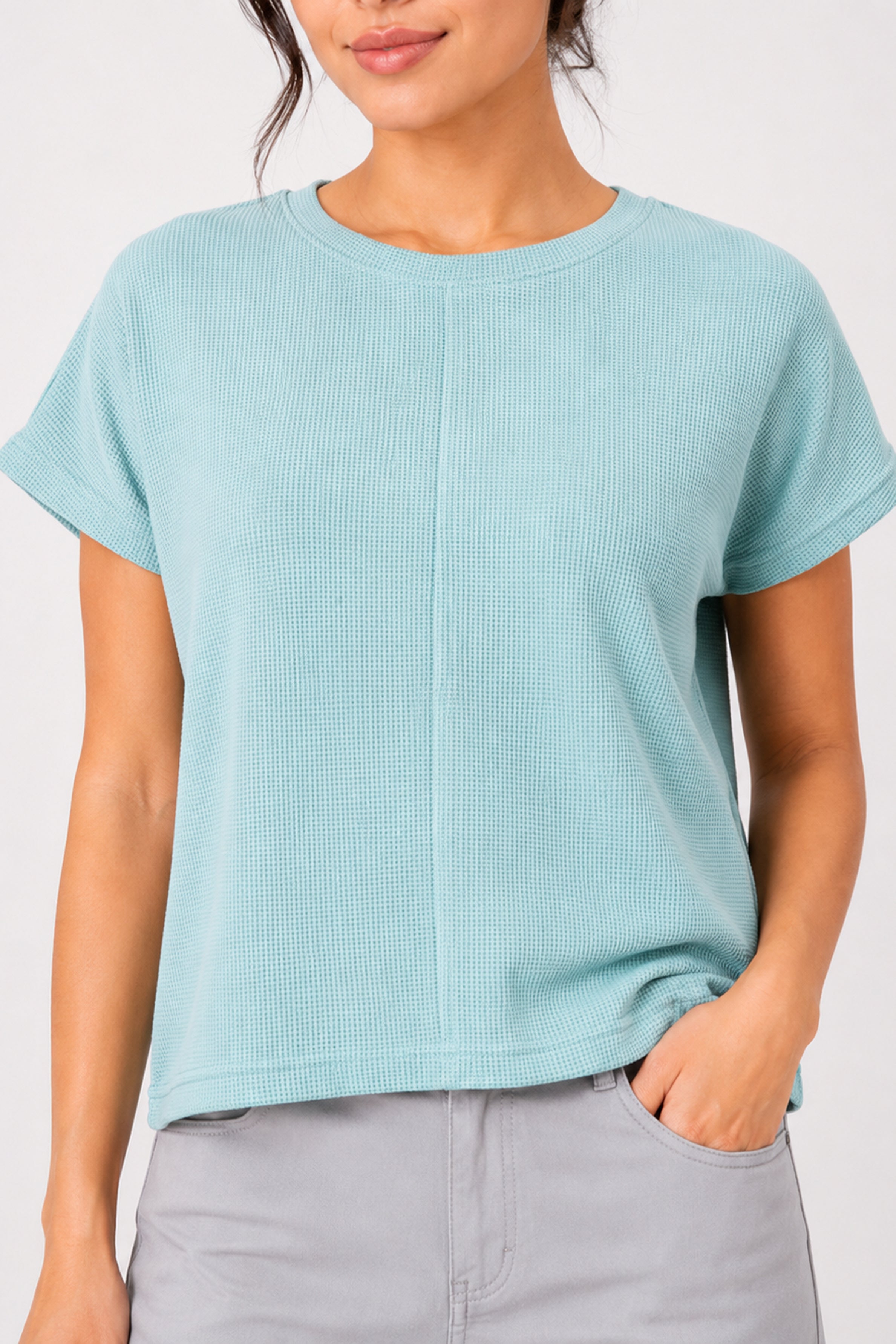 MODANO Casual Crew Neck Top - Green