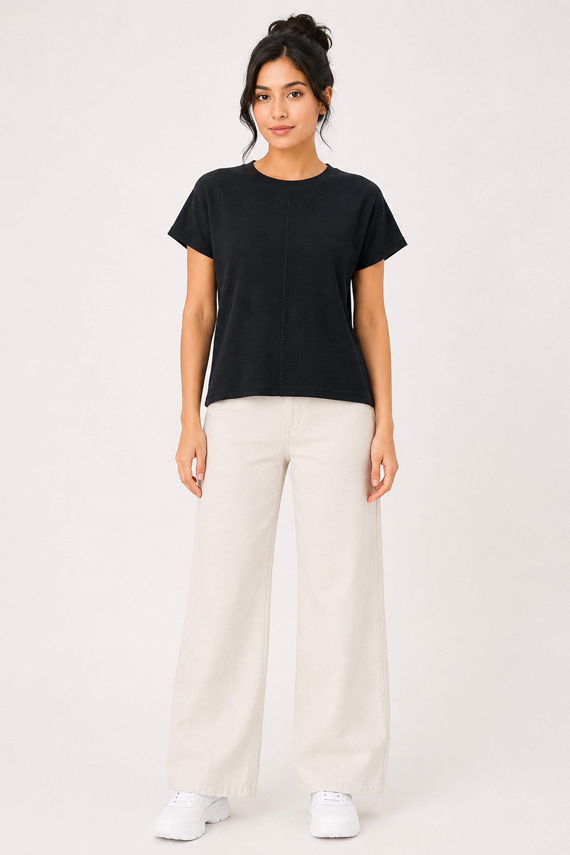 MODANO Casual Crew Neck Top - Black
