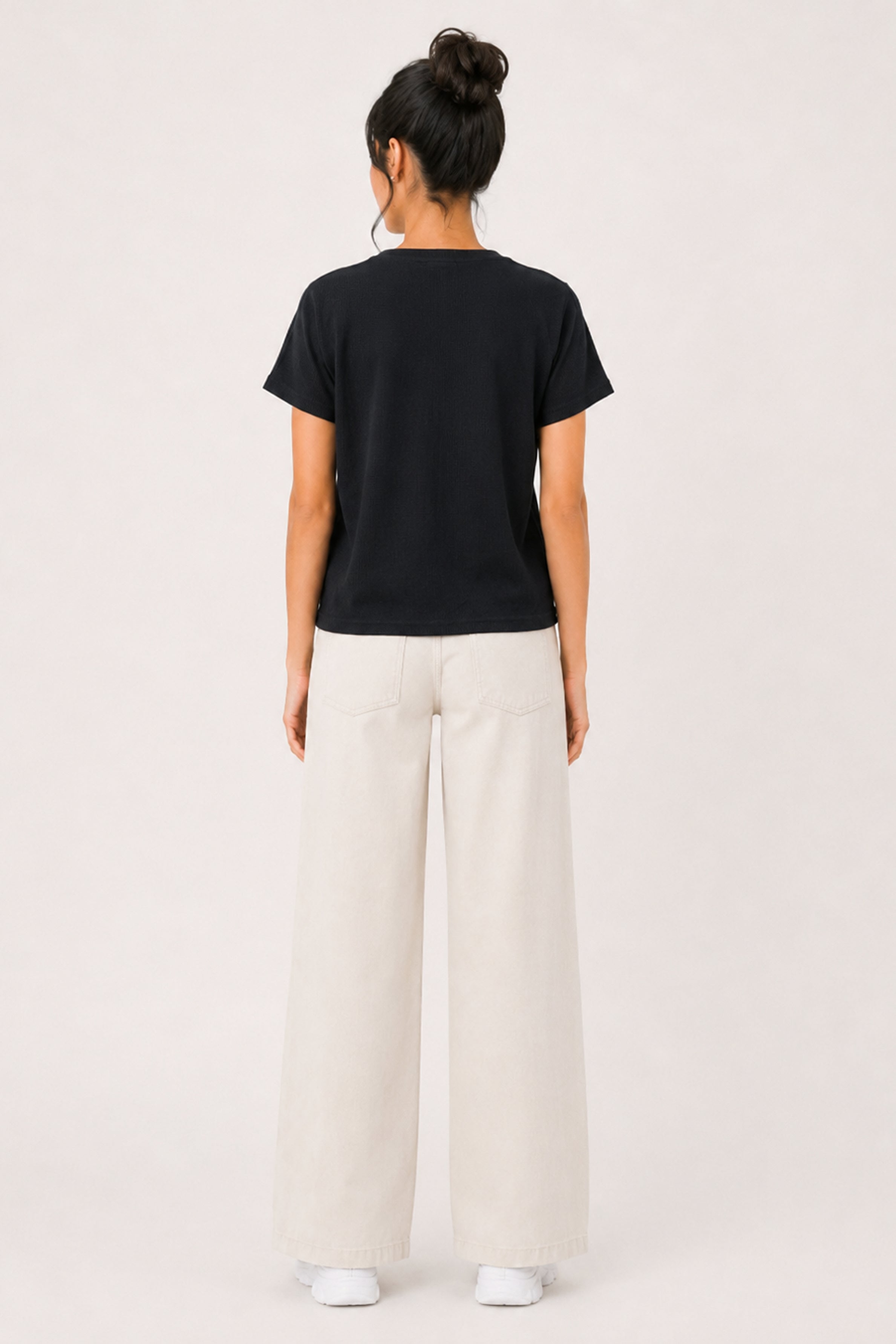 MODANO Casual Crew Neck Top - Black