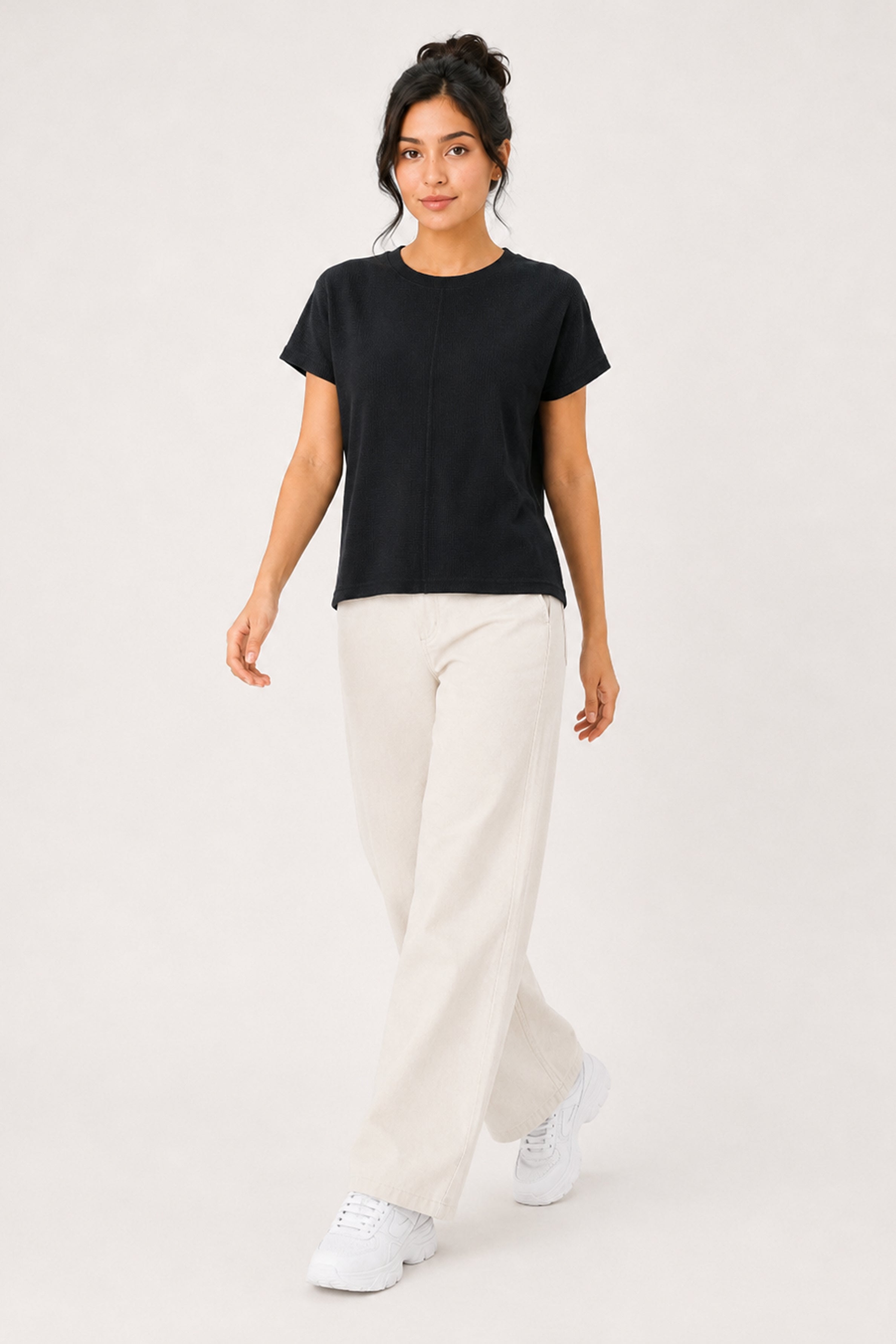 MODANO Casual Crew Neck Top - Black
