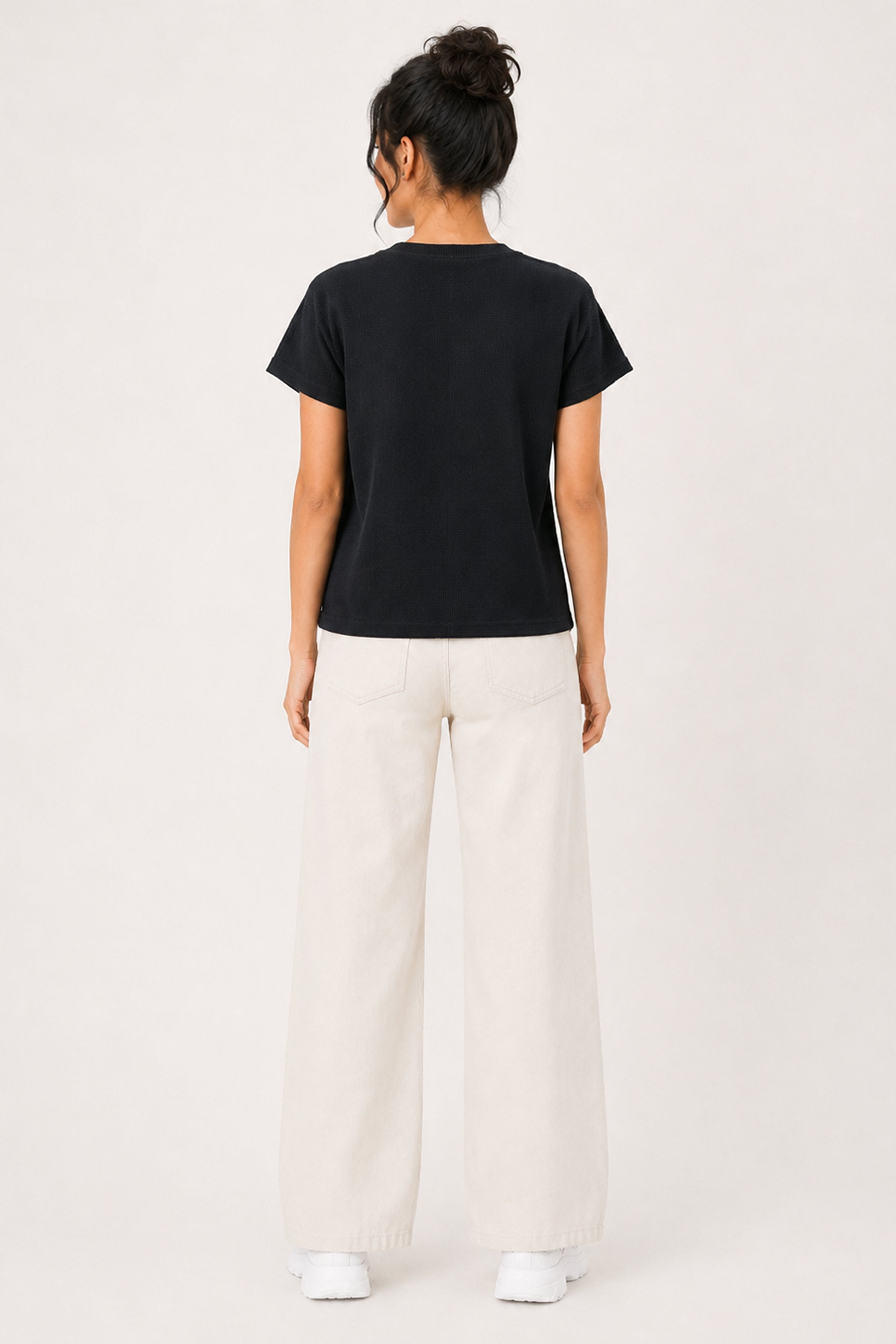 MODANO Casual Crew Neck Top - Black
