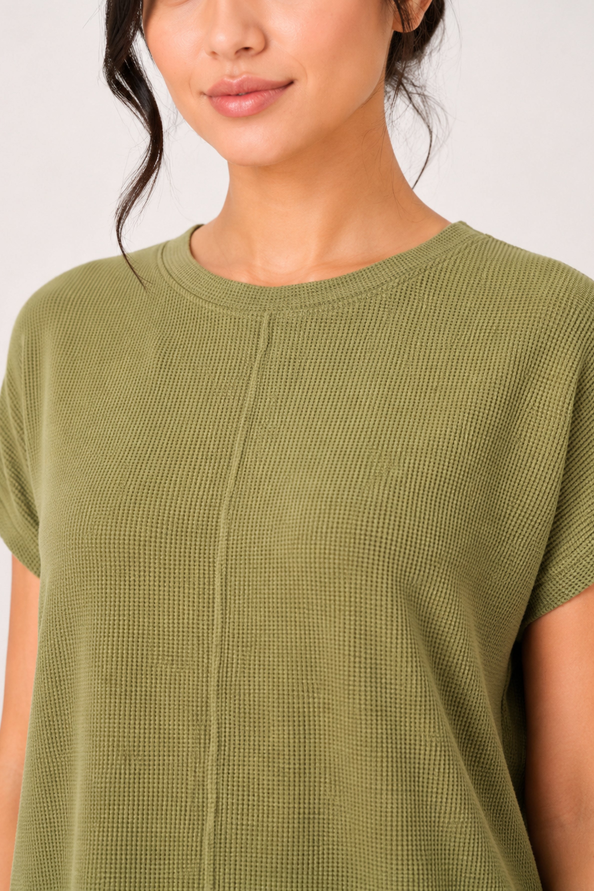 MODANO Casual Crew Neck Top - Olive