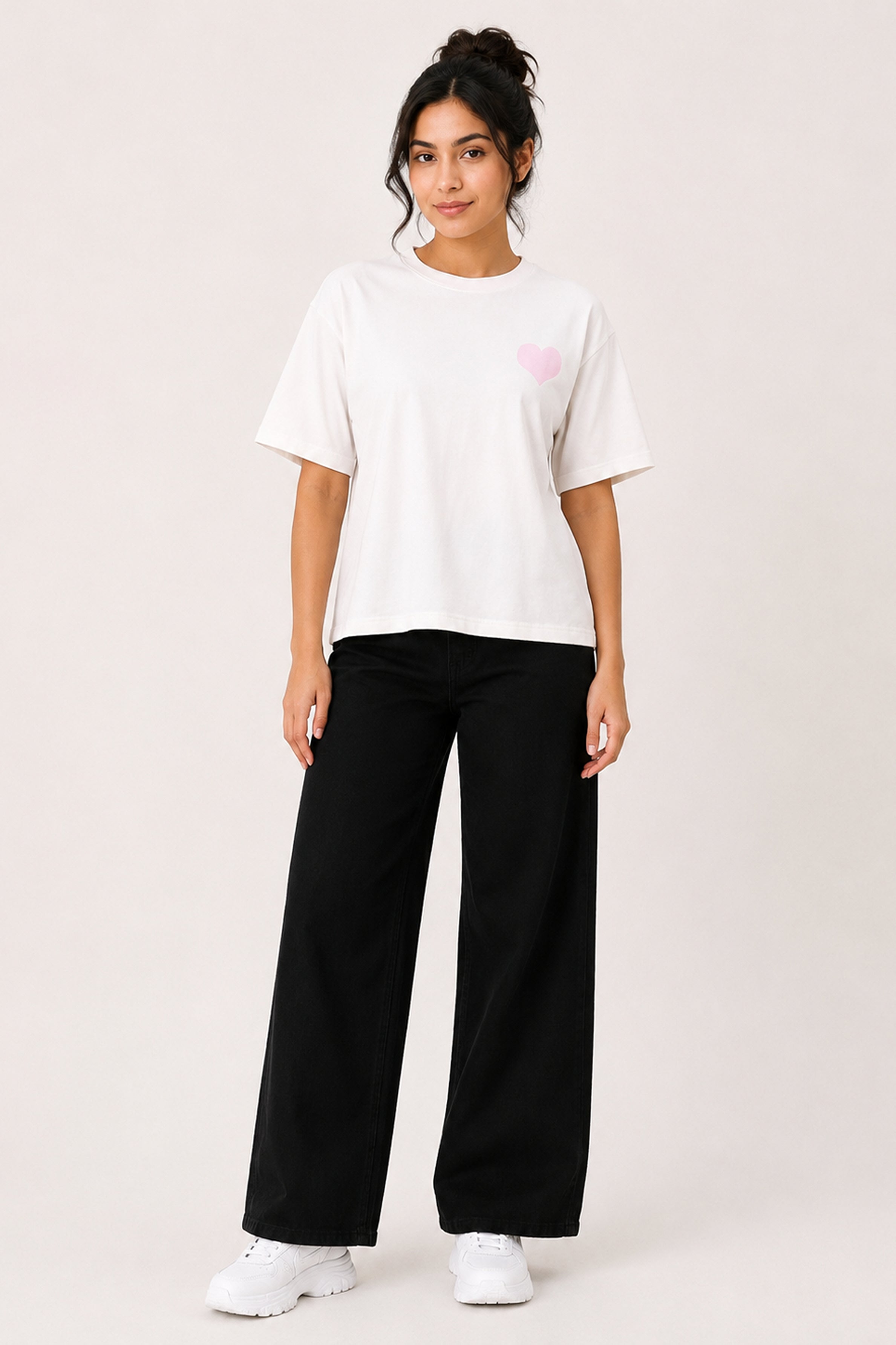 MODANO Casual Crew Neck Top - White