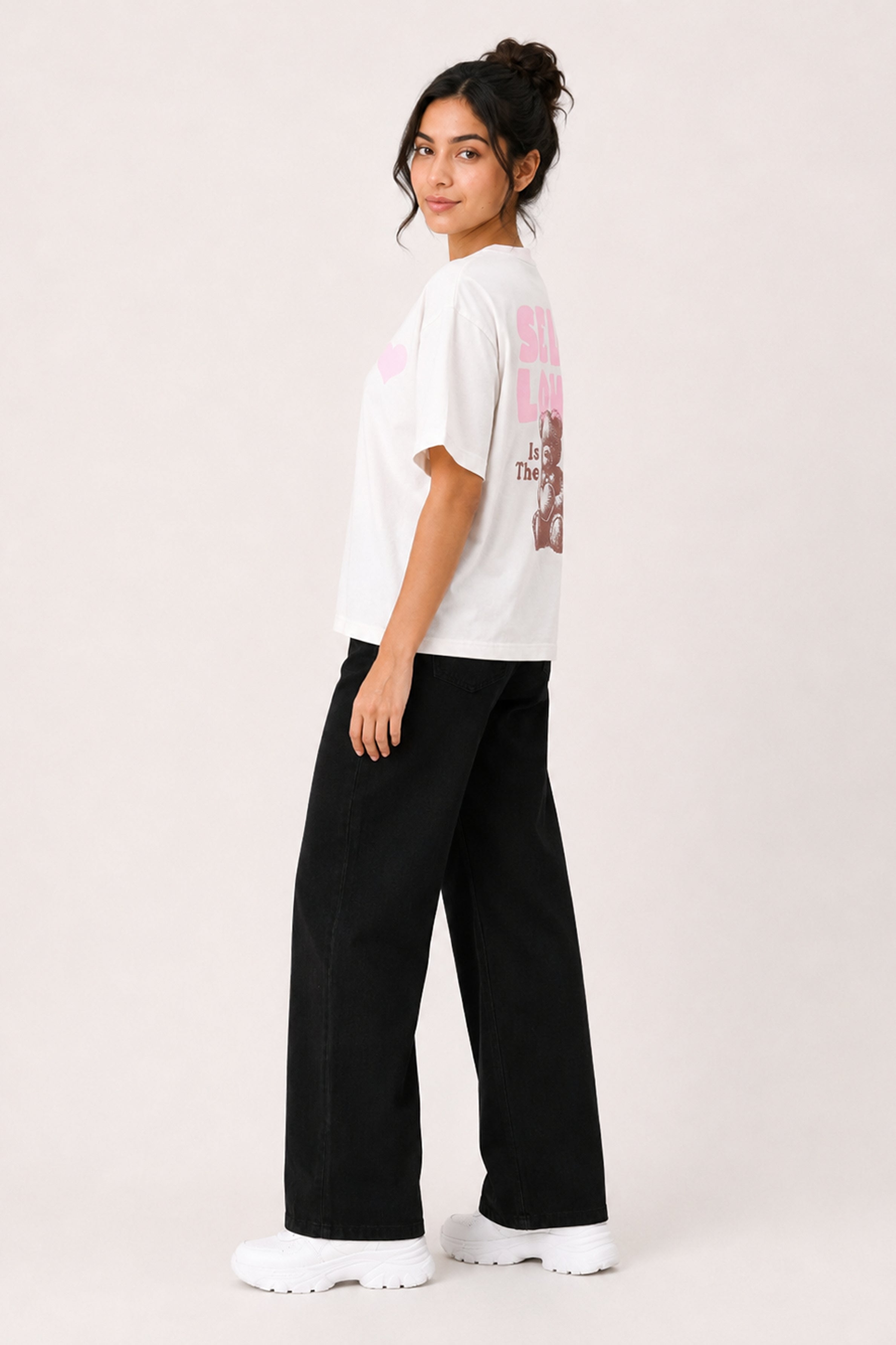 MODANO Casual Crew Neck Top - White
